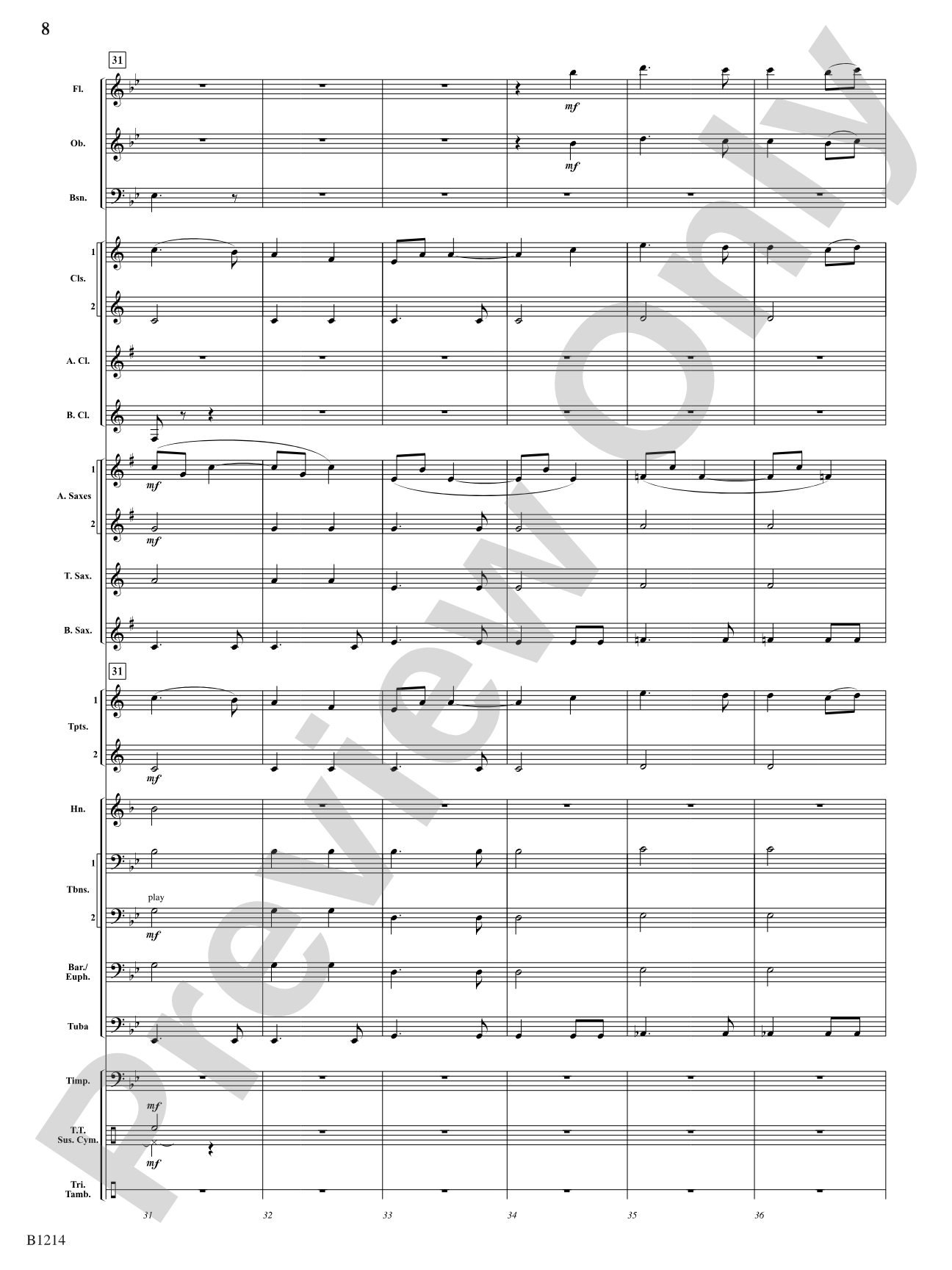 Dance at the Lake of Miramoor: Concert Band Conductor Score & Parts