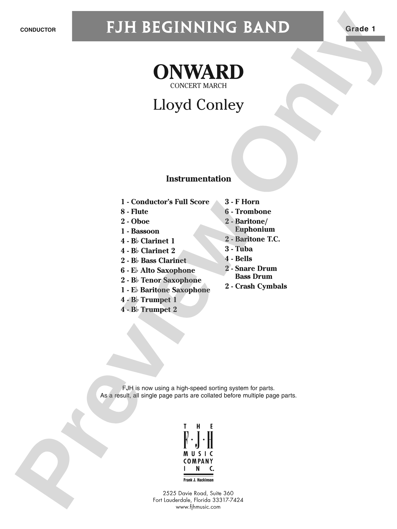 Onward: Concert Band Conductor Score & Parts