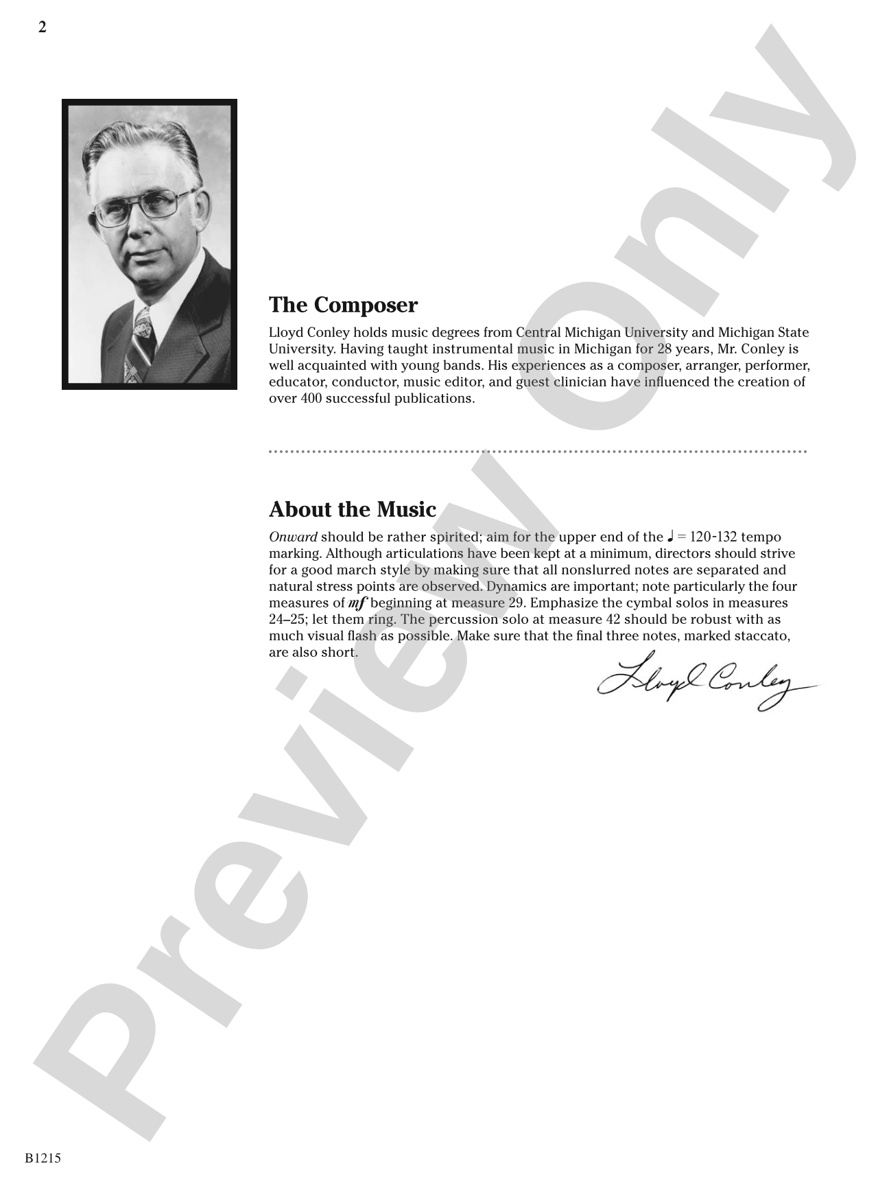 Onward: Concert Band Conductor Score & Parts