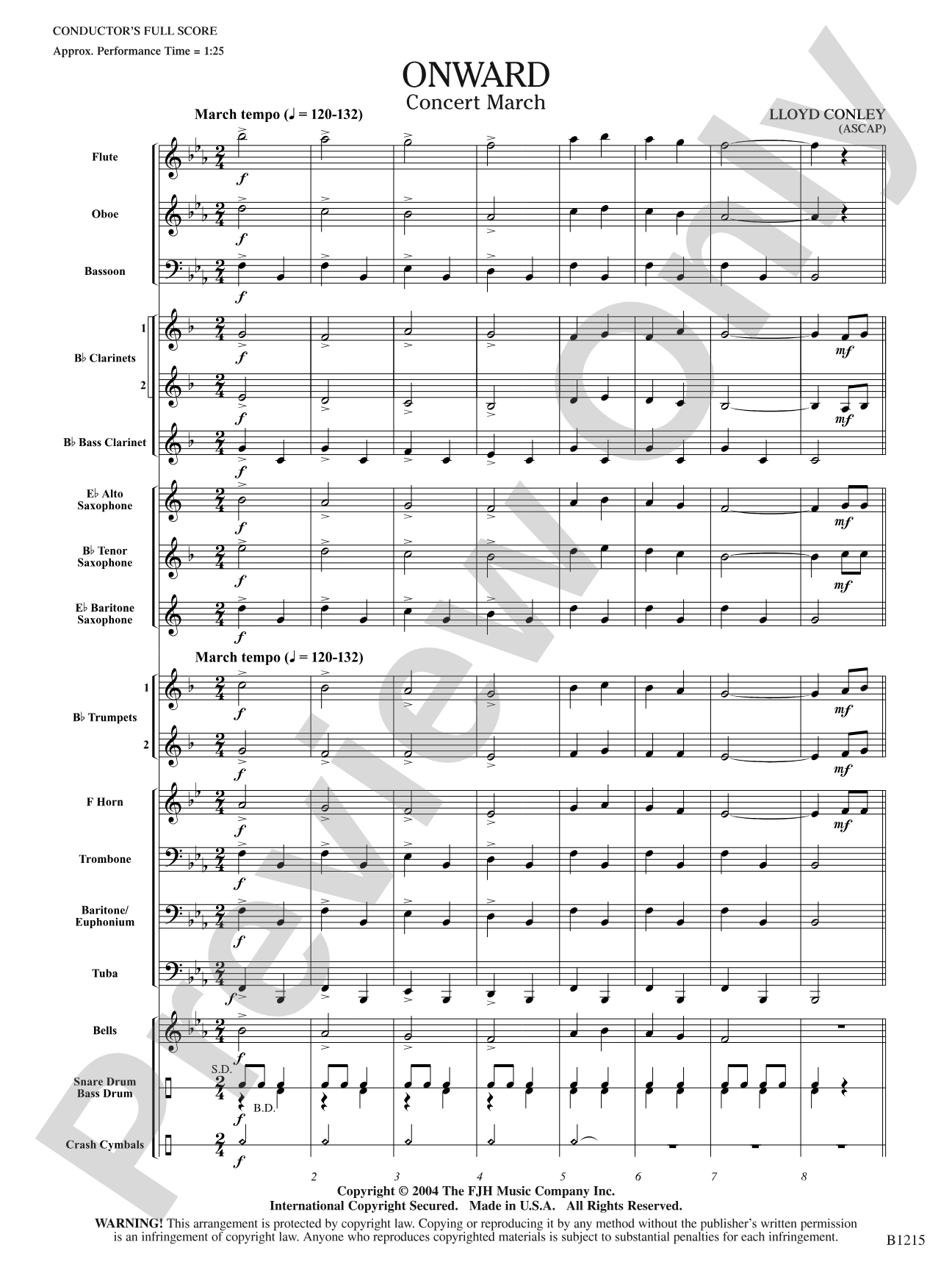 Onward: Concert Band Conductor Score & Parts