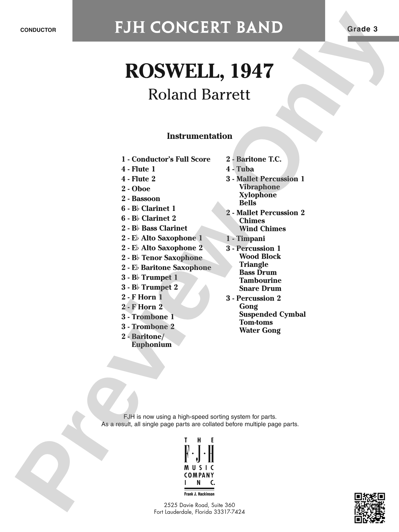 Roswell, 1947: Concert Band Conductor Score & Parts