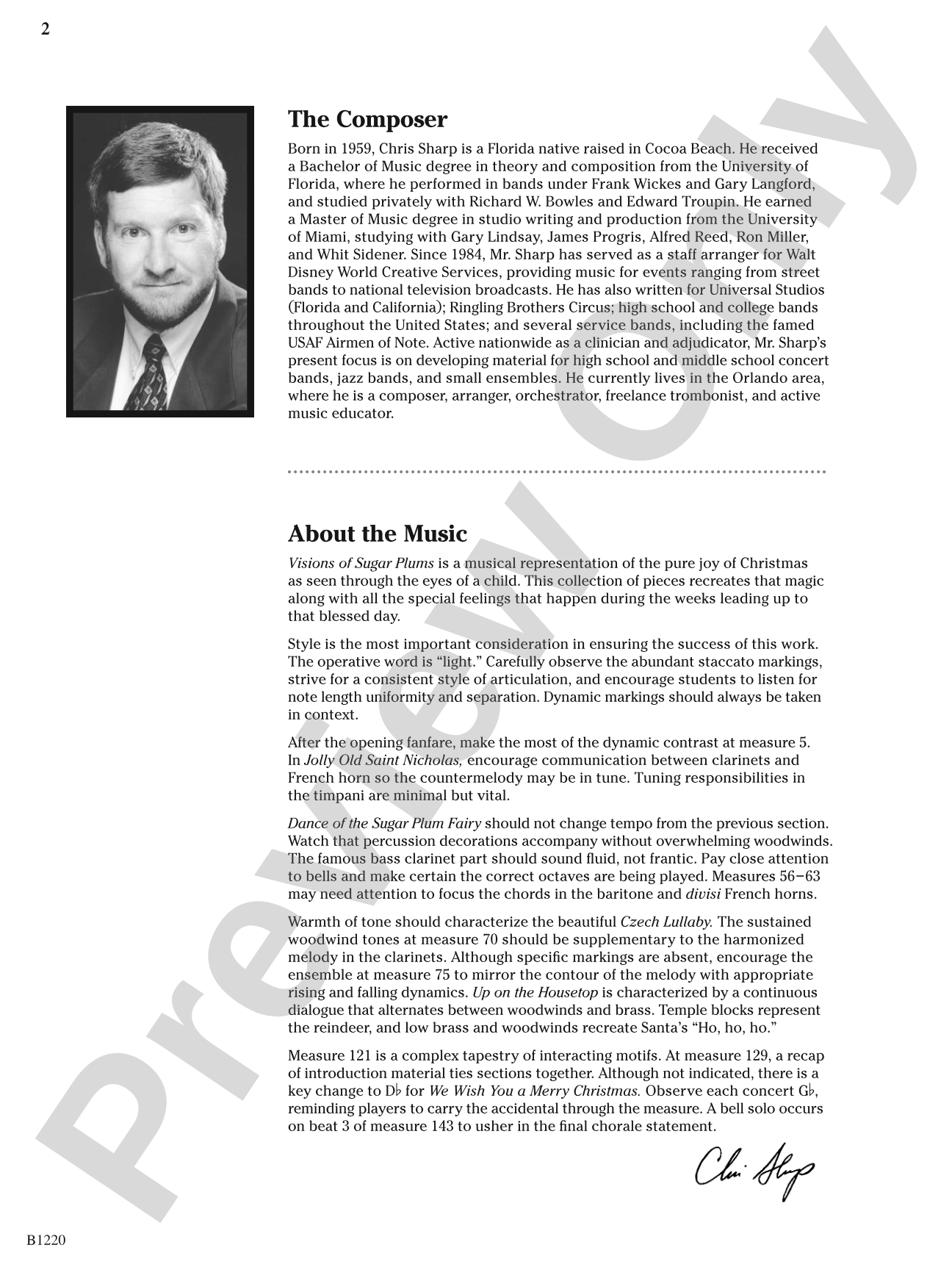 Visions of Sugar Plums: Concert Band Conductor Score & Parts
