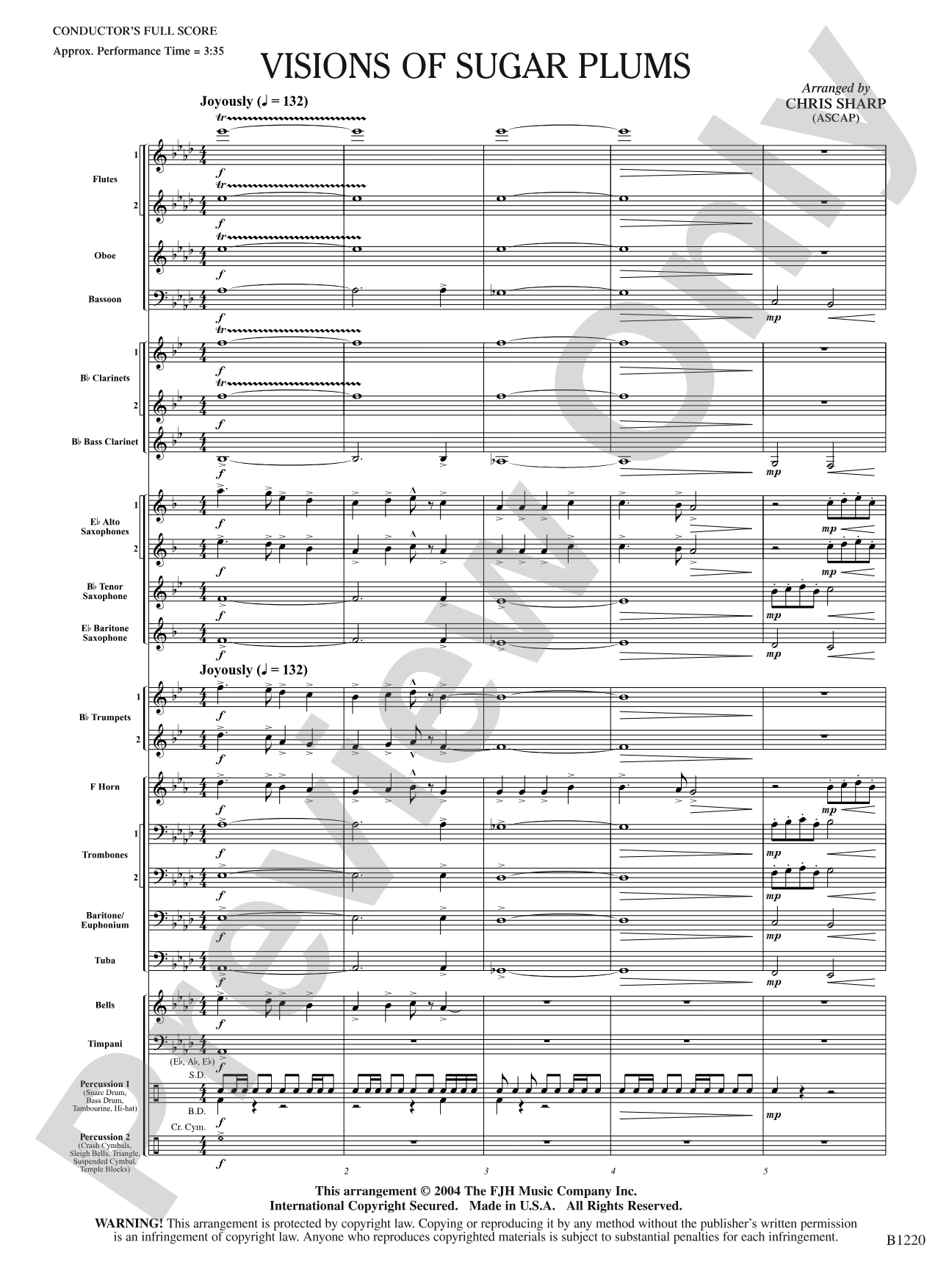 Visions of Sugar Plums: Concert Band Conductor Score & Parts