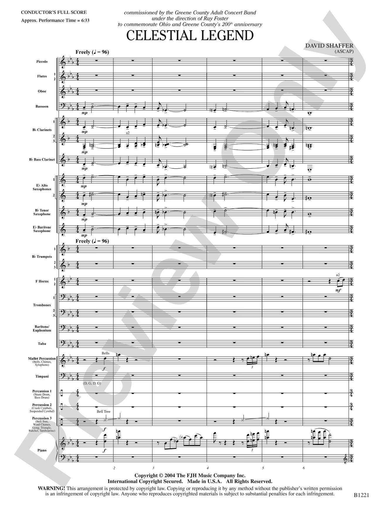 Celestial Legend: Concert Band Conductor Score & Parts