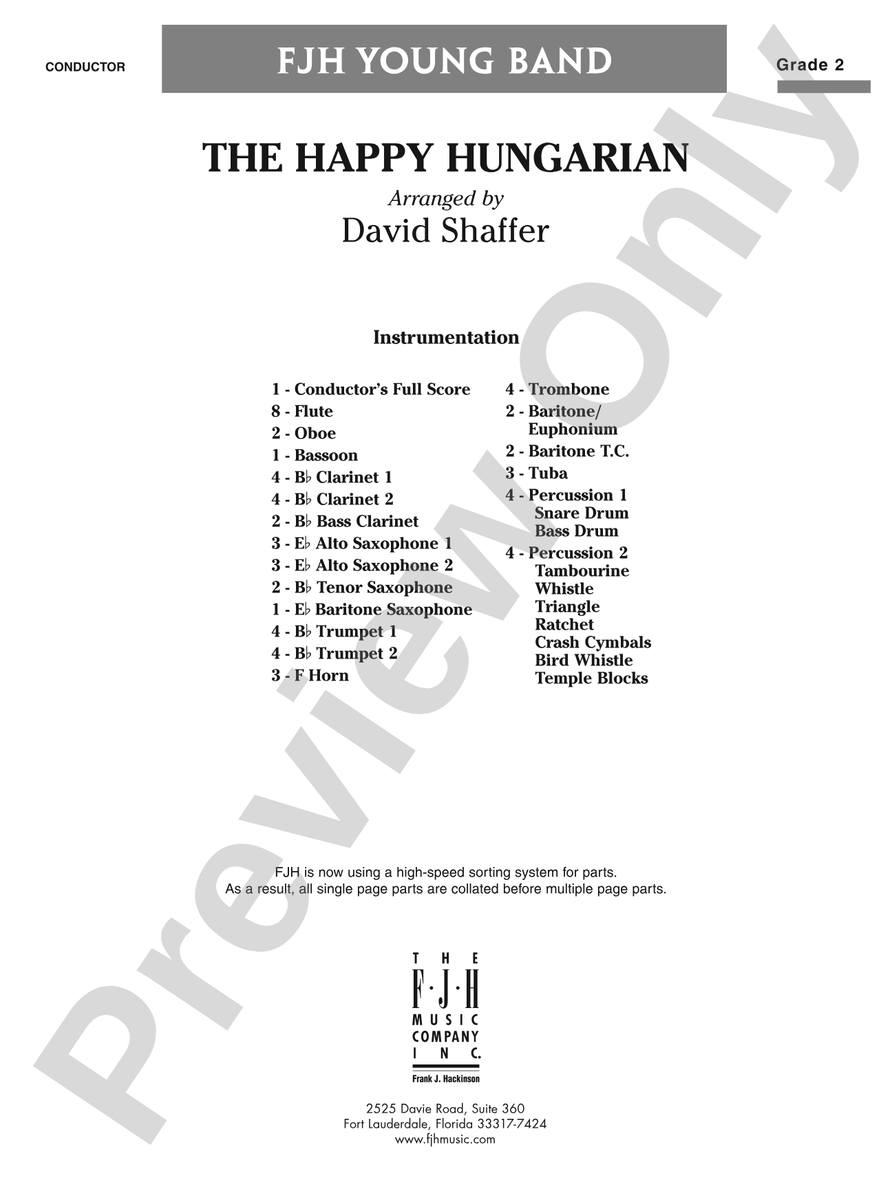 The Happy Hungarian: Concert Band Conductor Score & Parts