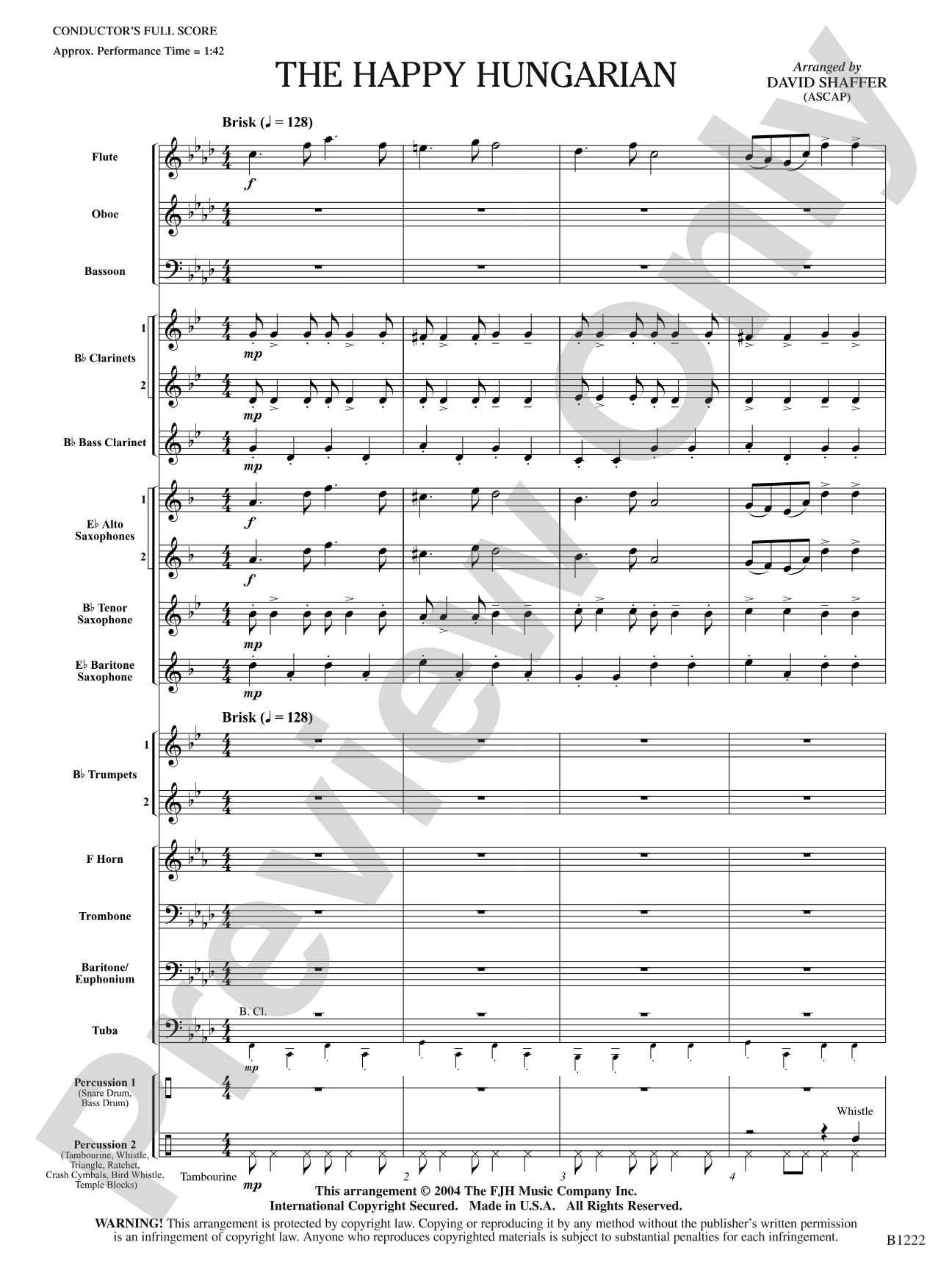 The Happy Hungarian: Concert Band Conductor Score & Parts