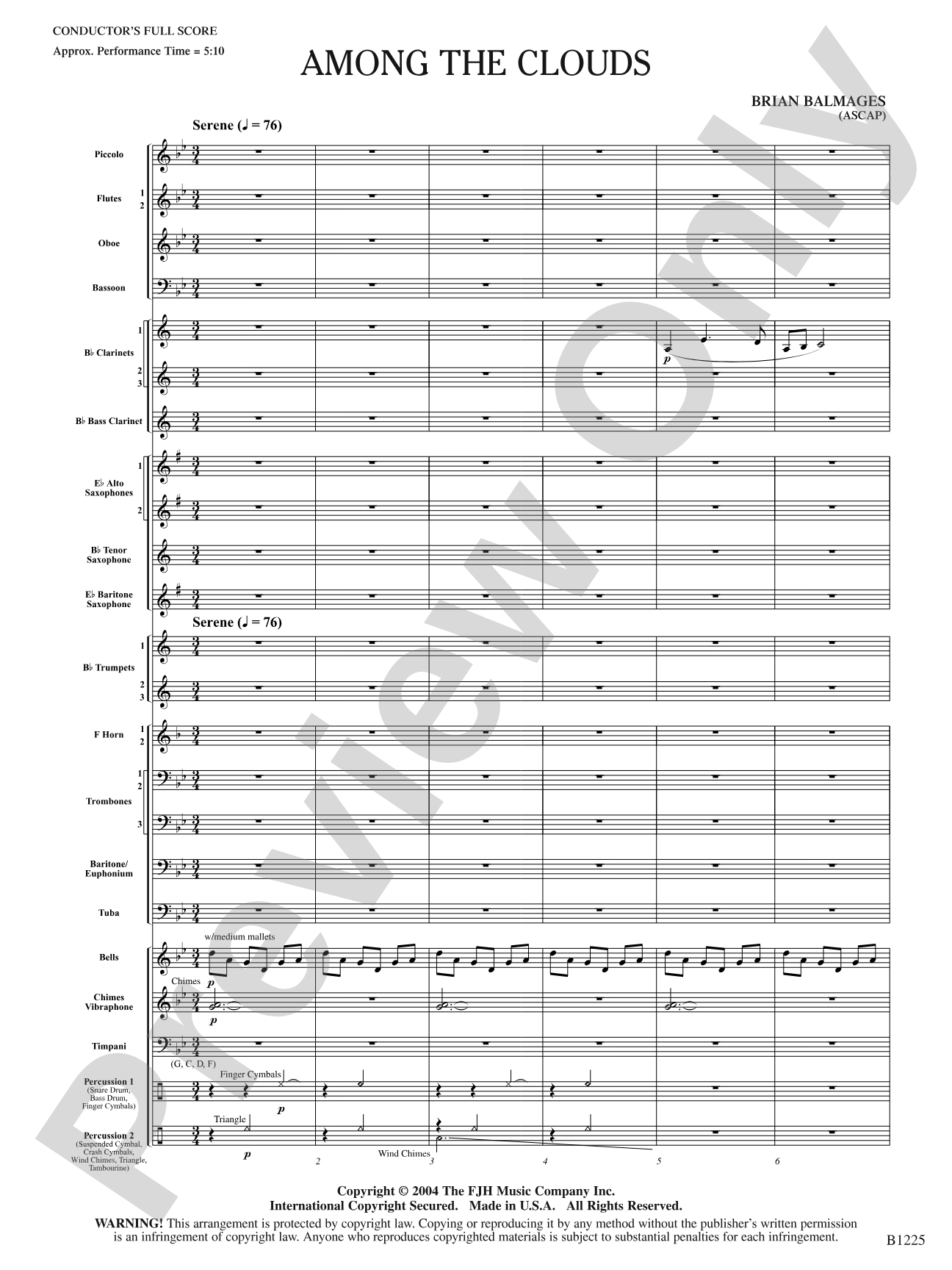 Among the Clouds: Concert Band Conductor Score & Parts