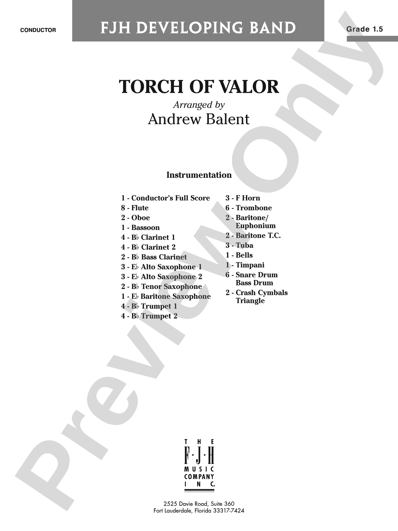 Torch of Valor: Concert Band Conductor Score & Parts