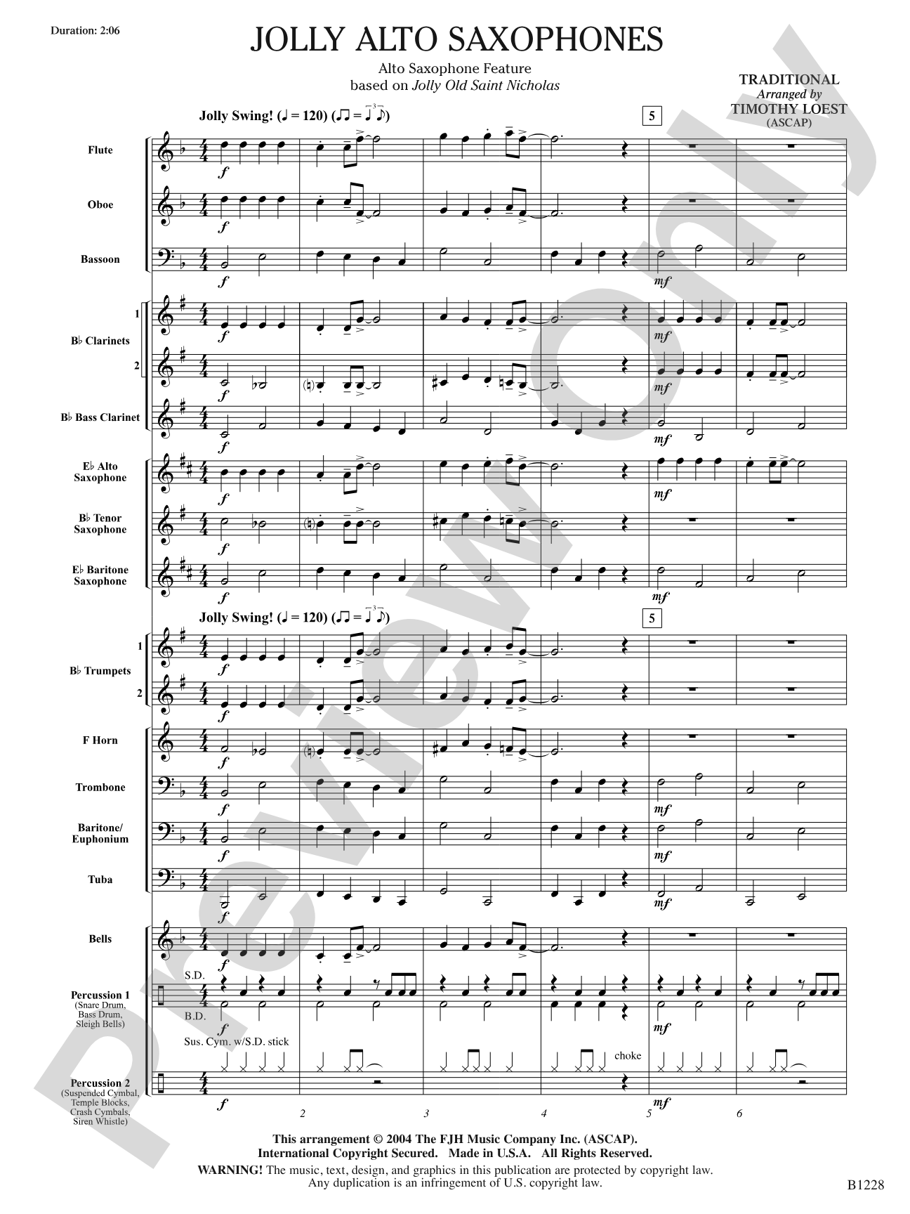 Jolly Alto Saxophones: Concert Band Conductor Score & Parts
