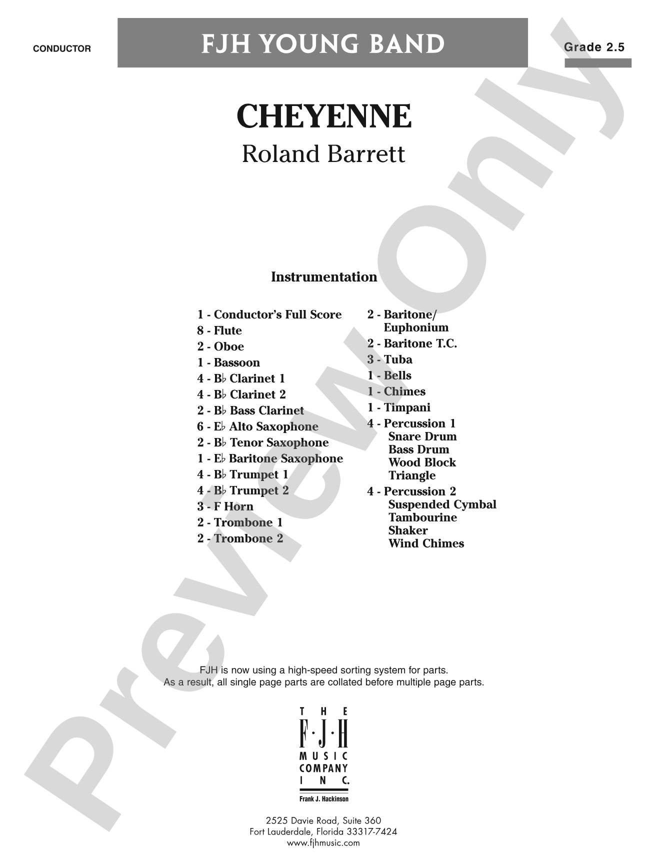 Cheyenne: Concert Band Conductor Score & Parts