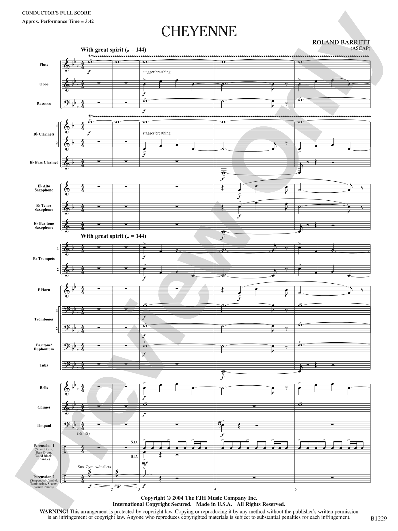 Cheyenne: Concert Band Conductor Score & Parts