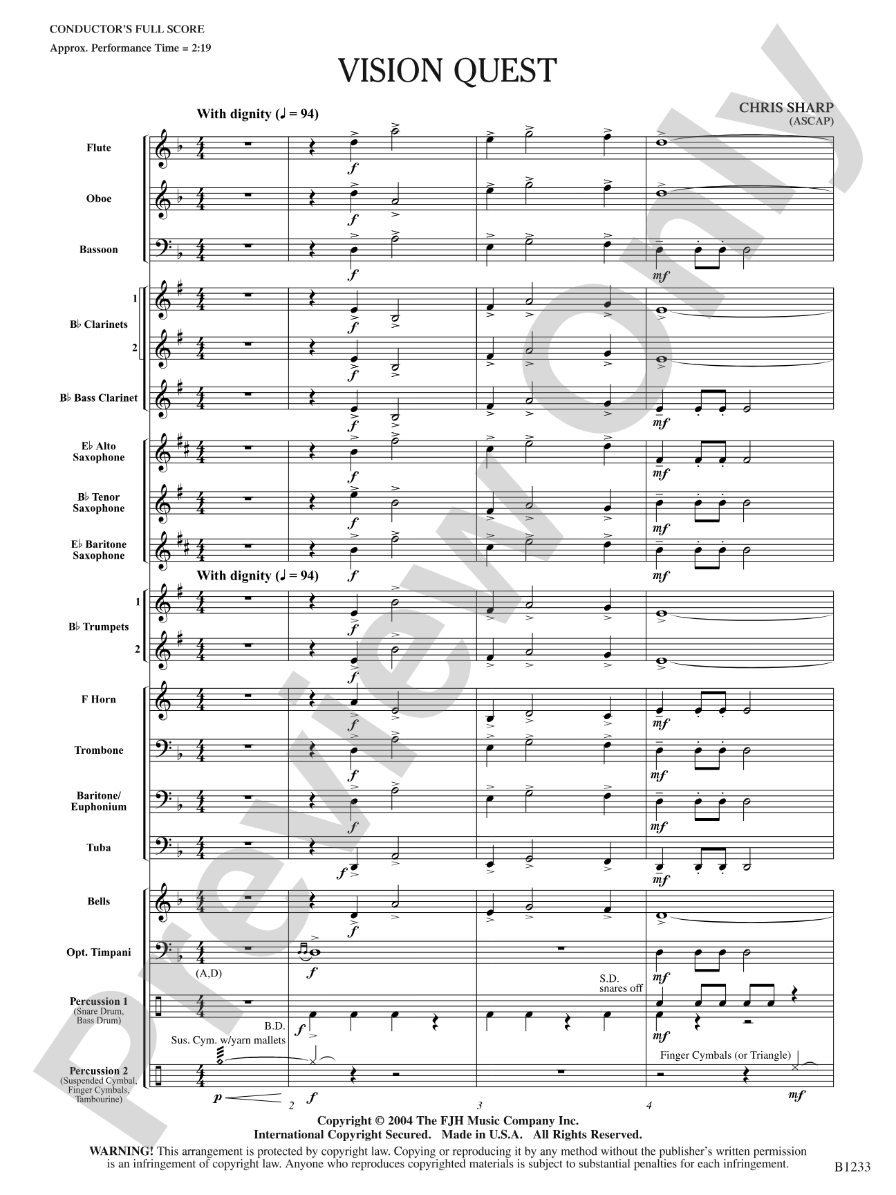 Vision Quest: Concert Band Conductor Score & Parts