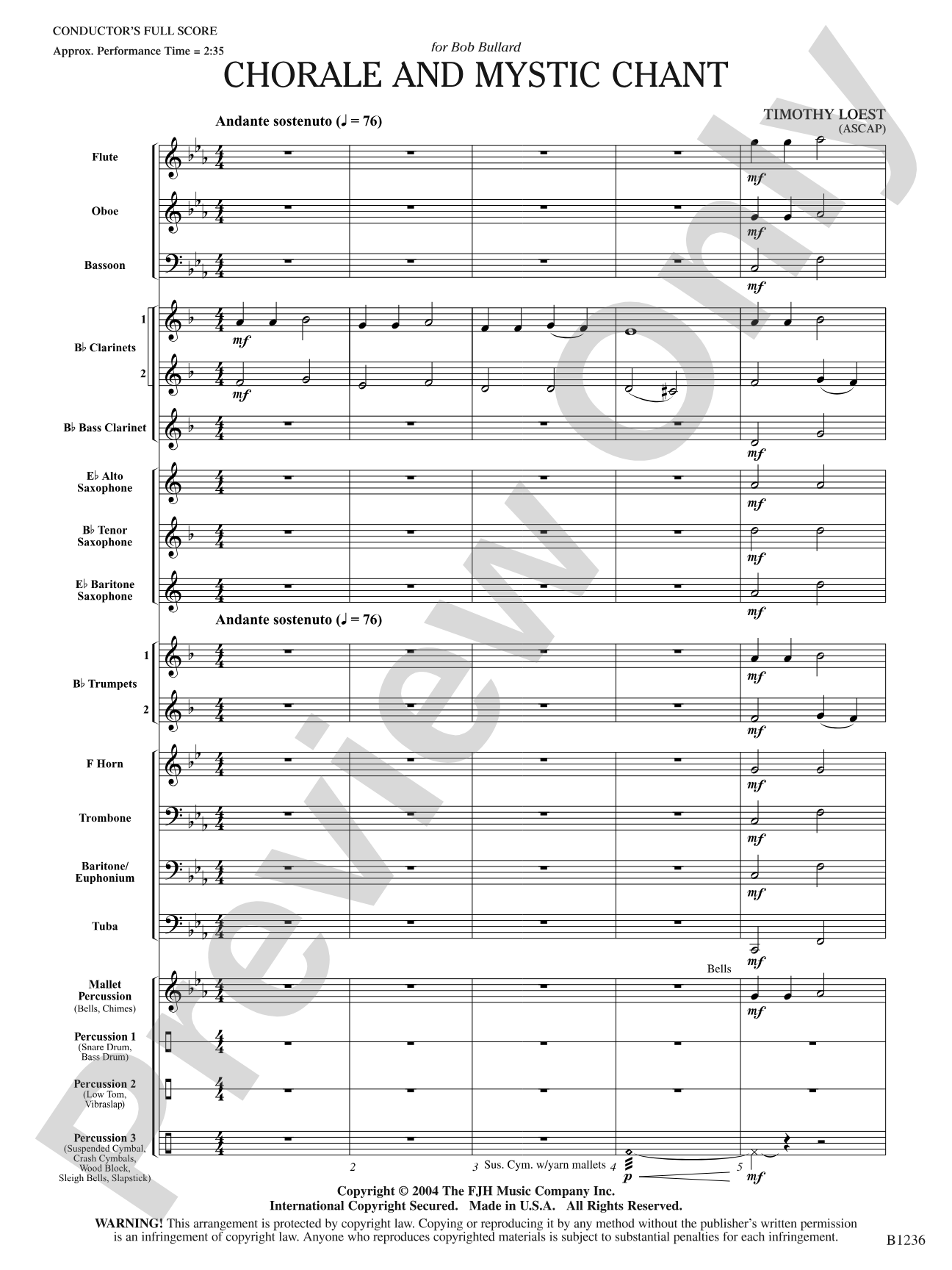 Chorale and Mystic Chant: Concert Band Conductor Score & Parts