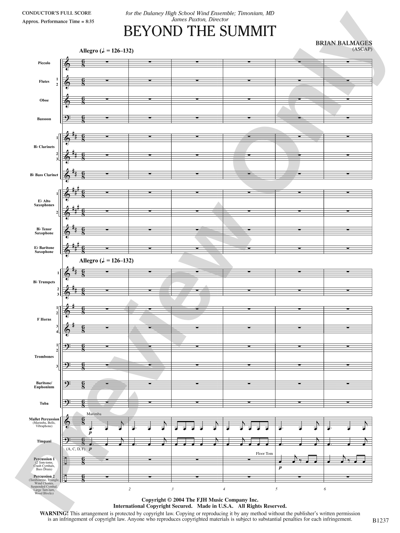 Beyond the Summit: Concert Band Conductor Score & Parts