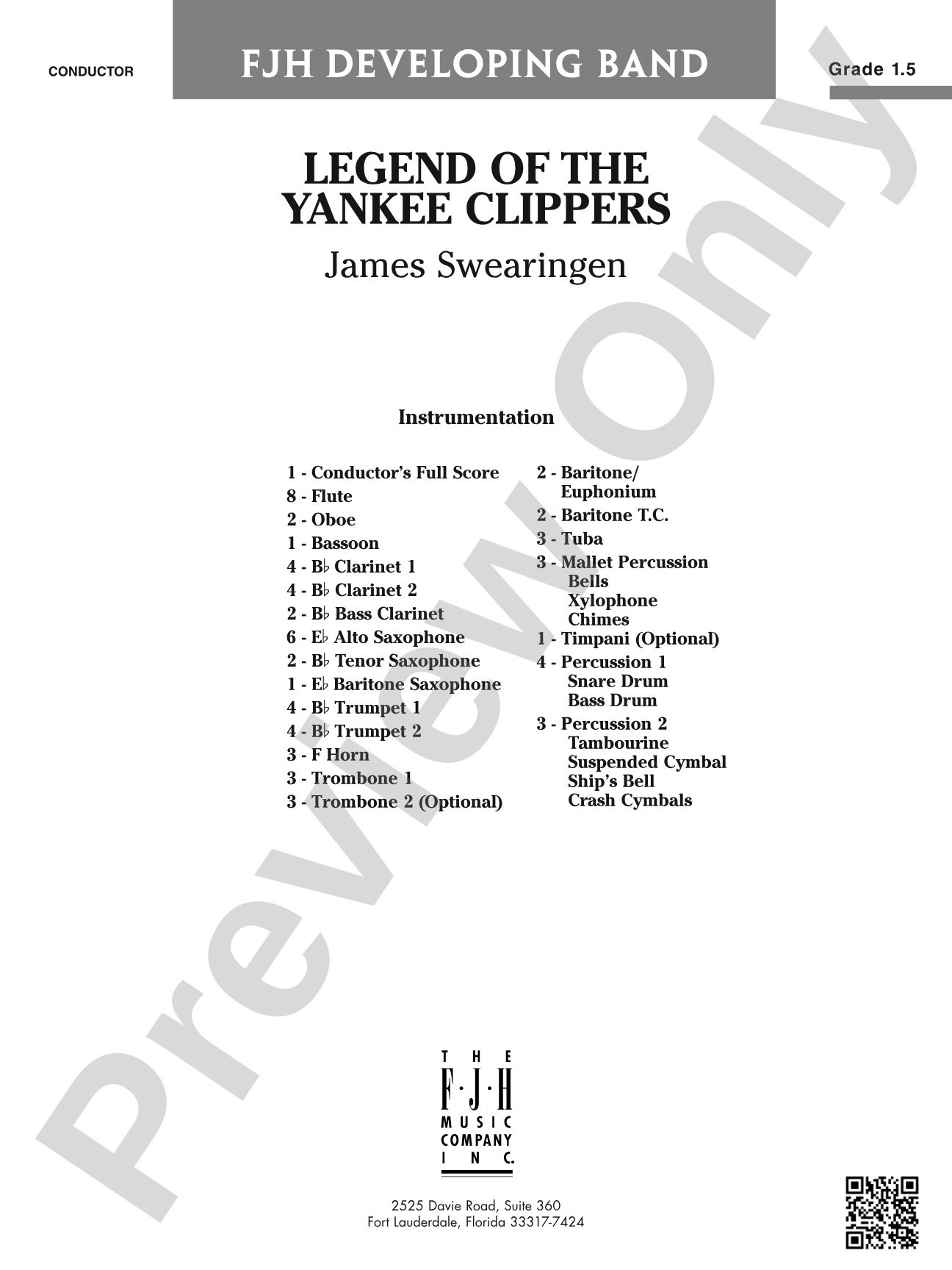 Legend of the Yankee Clippers: Concert Band Conductor Score & Parts
