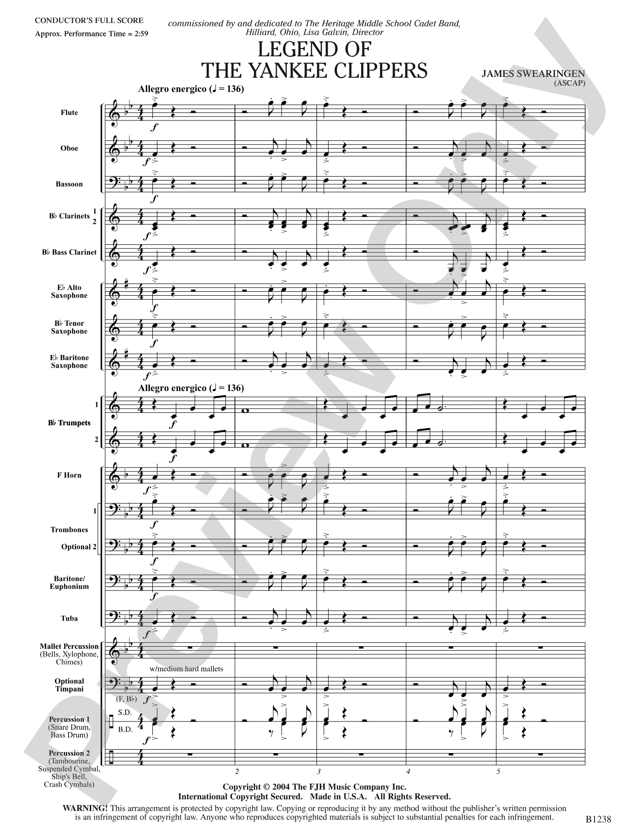 Legend of the Yankee Clippers: Concert Band Conductor Score & Parts