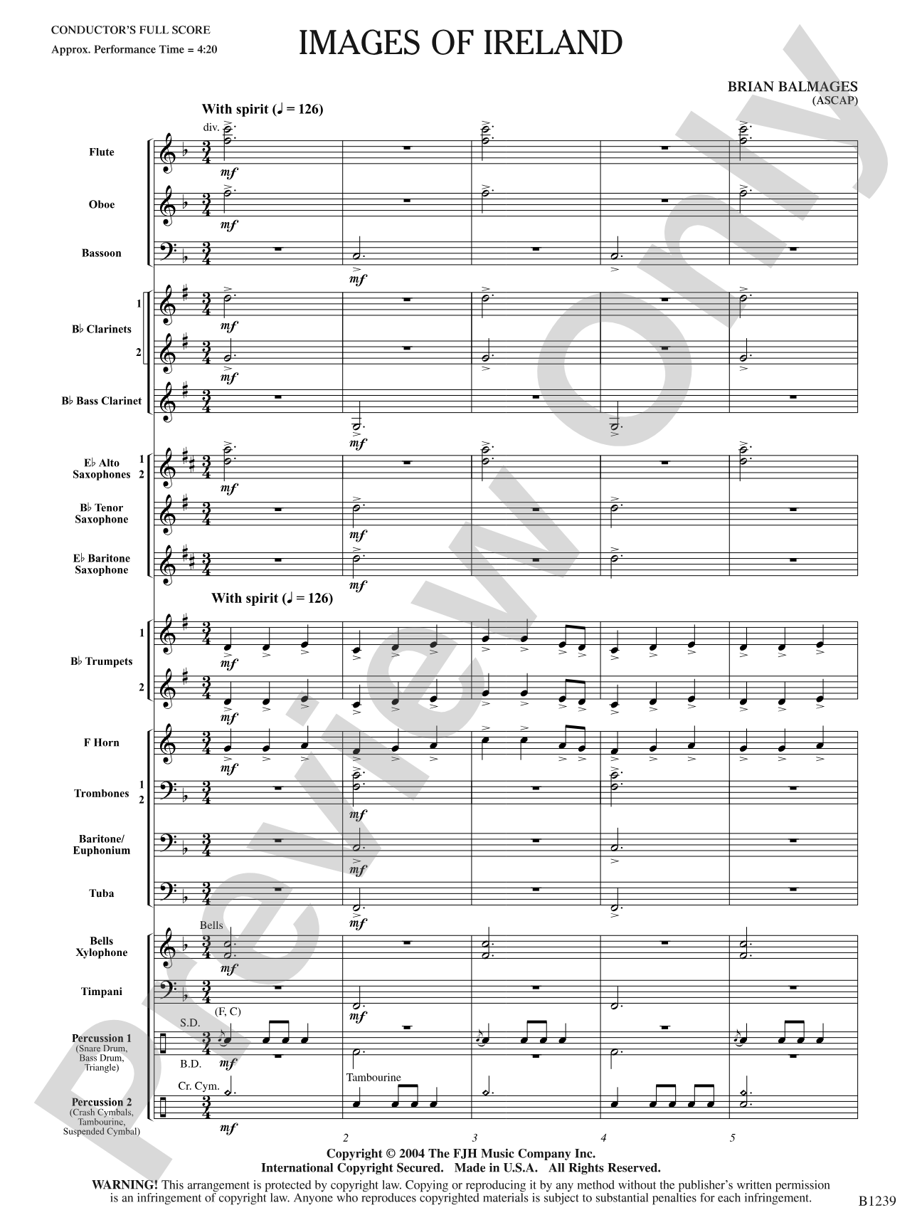 Images of Ireland: Concert Band Conductor Score & Parts