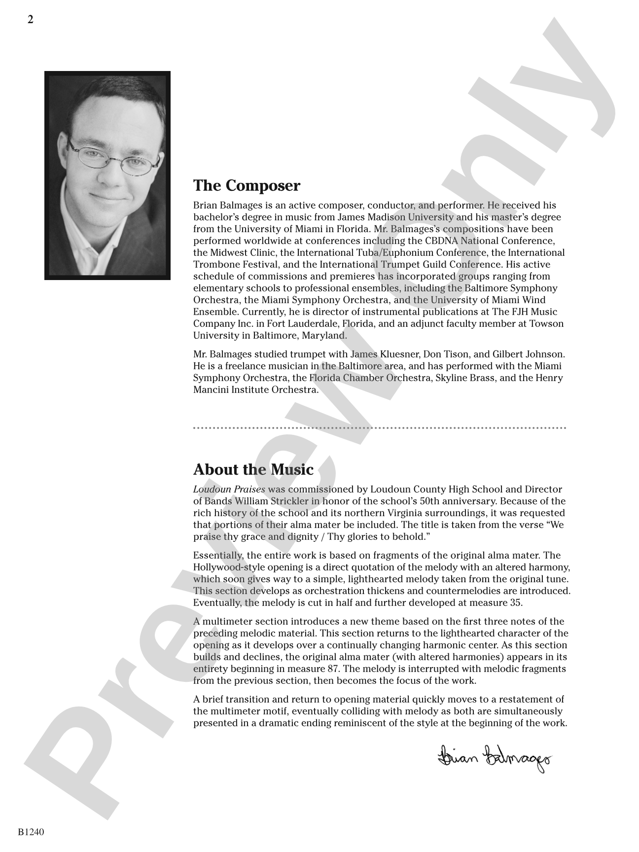 Loudoun Praises: Concert Band Conductor Score & Parts