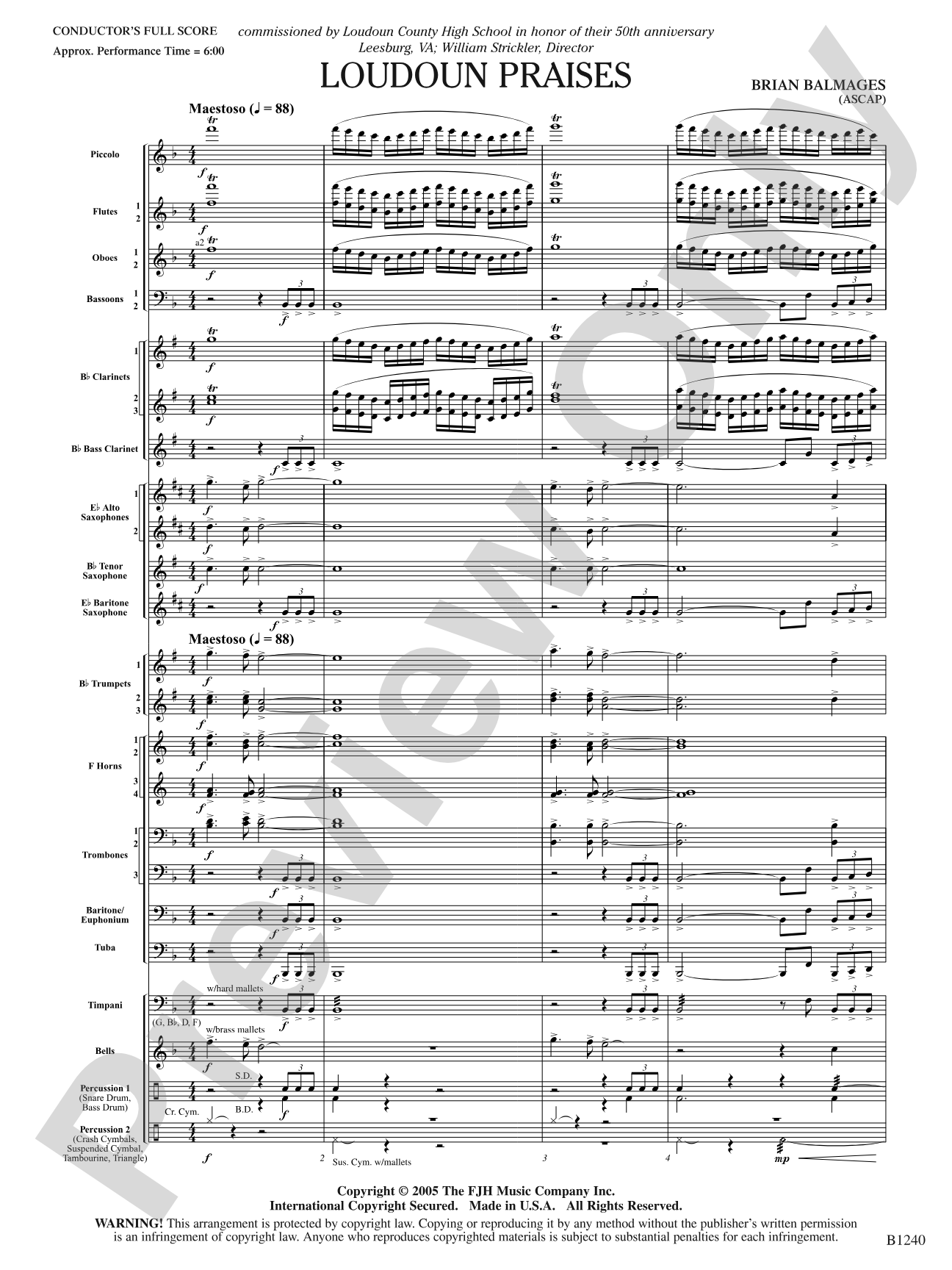 Loudoun Praises: Concert Band Conductor Score & Parts