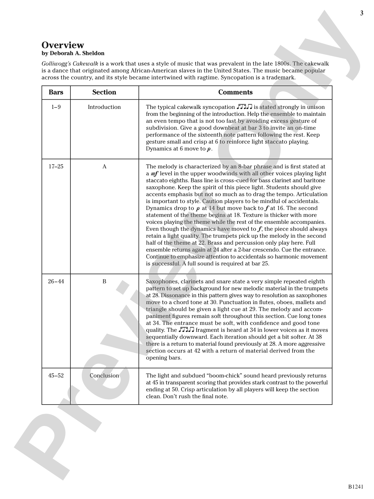 Golliwogg's Cakewalk: Concert Band Conductor Score & Parts