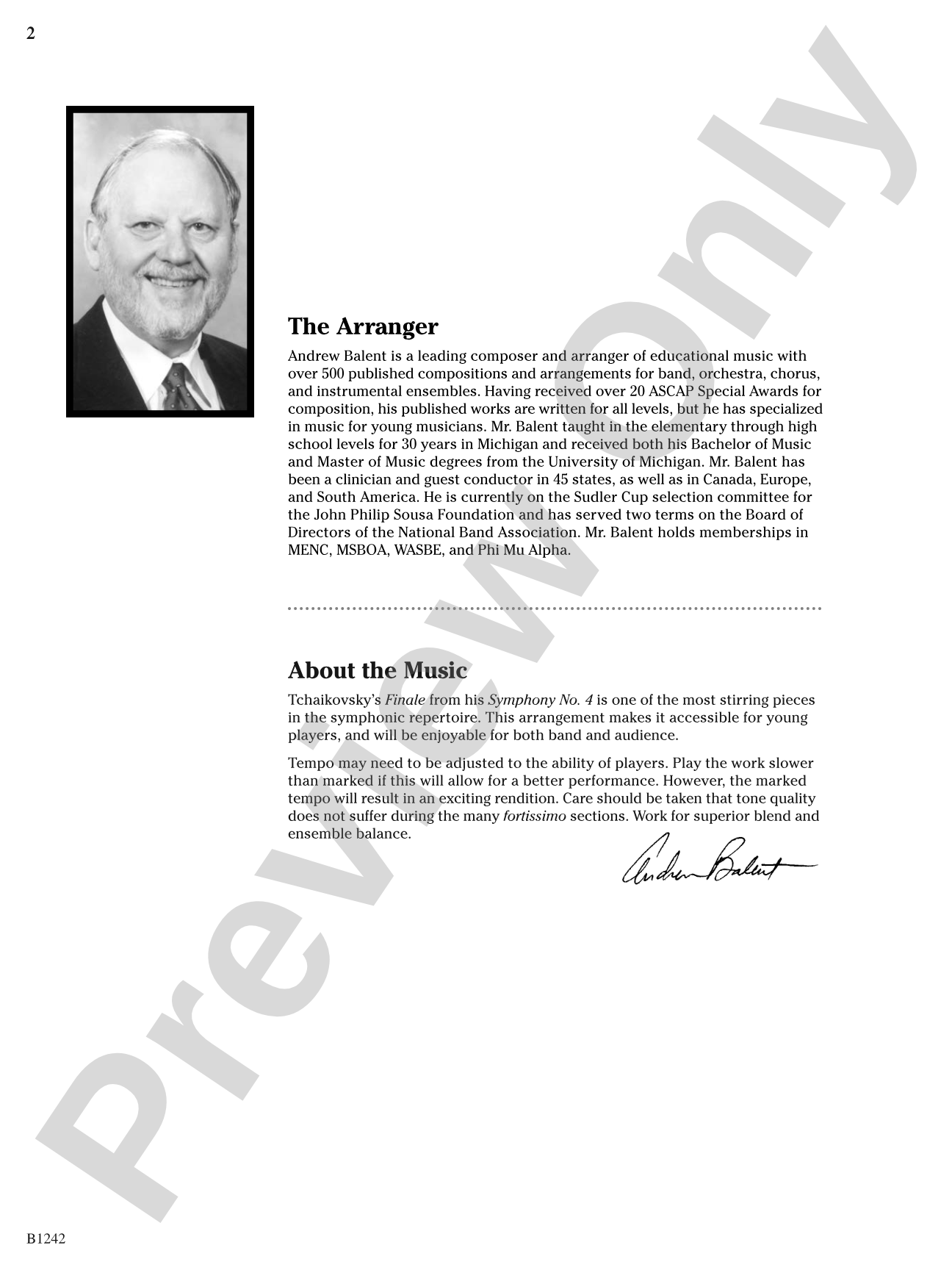 Finale from Symphony No. 4: Score