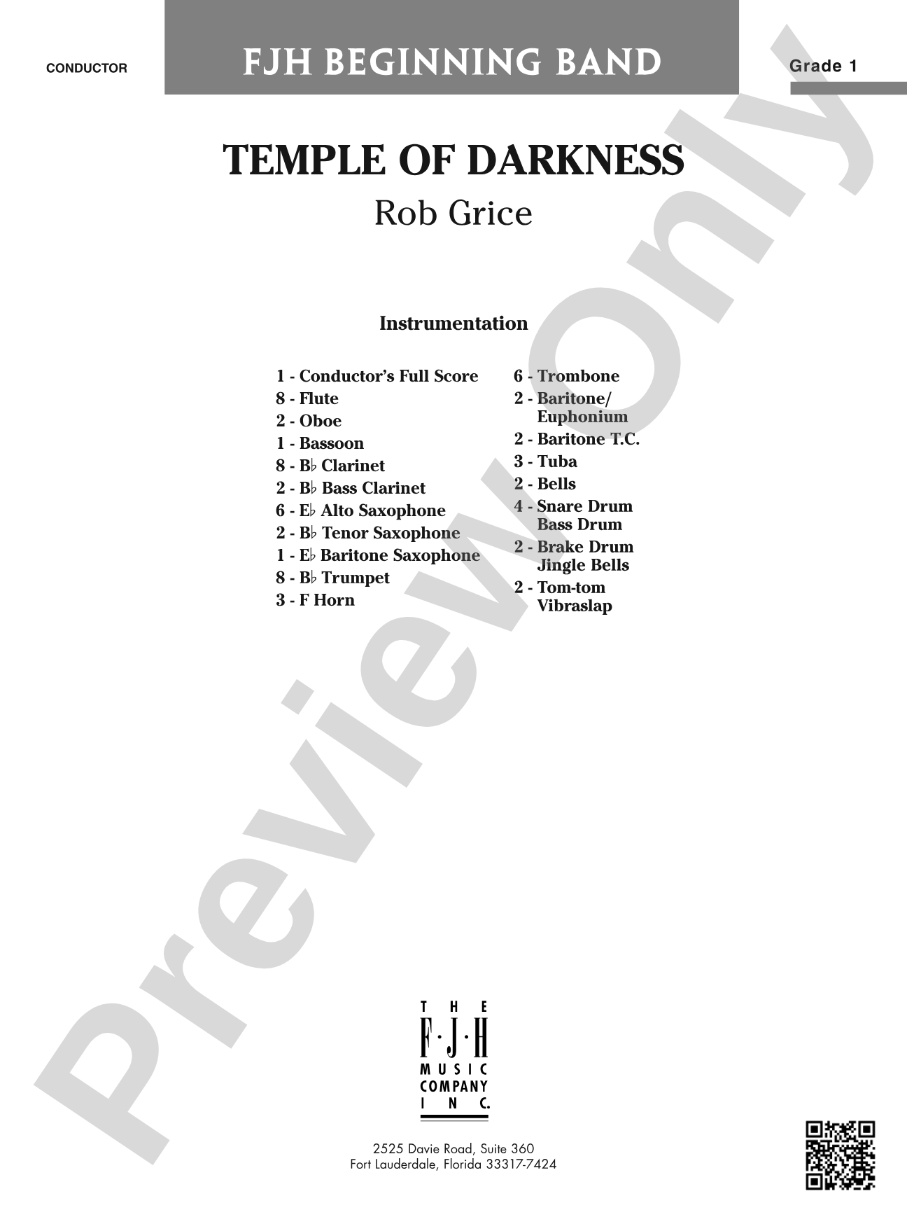 Temple of Darkness: Concert Band Conductor Score & Parts