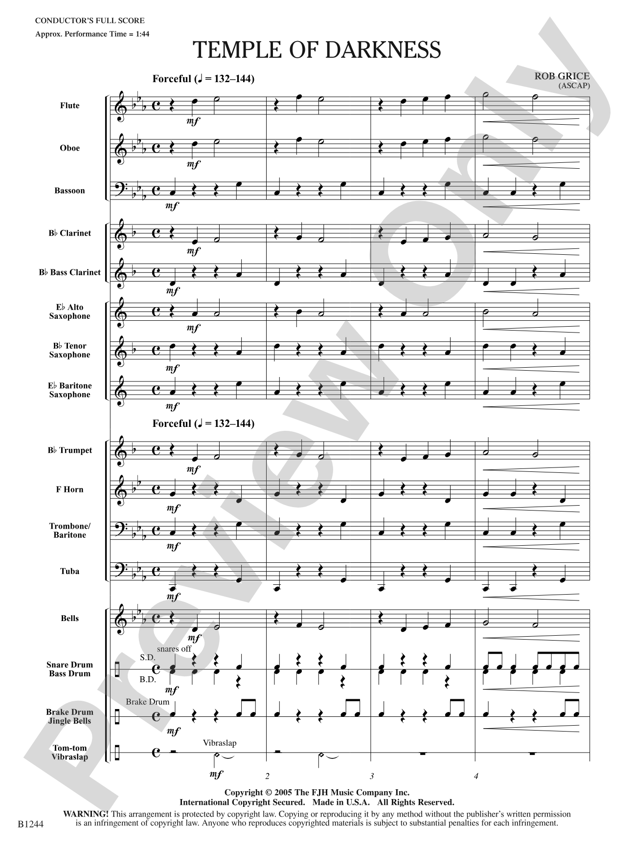 Temple of Darkness: Concert Band Conductor Score & Parts
