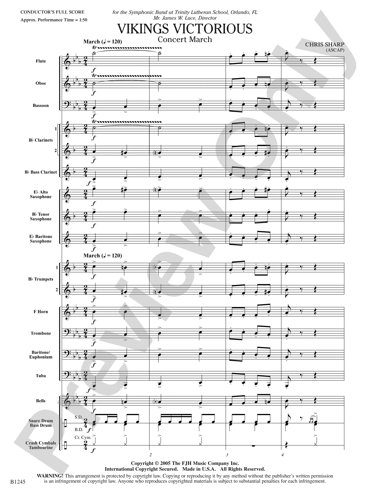 Vikings Victorious Concert March: Concert Band Conductor Score & Parts