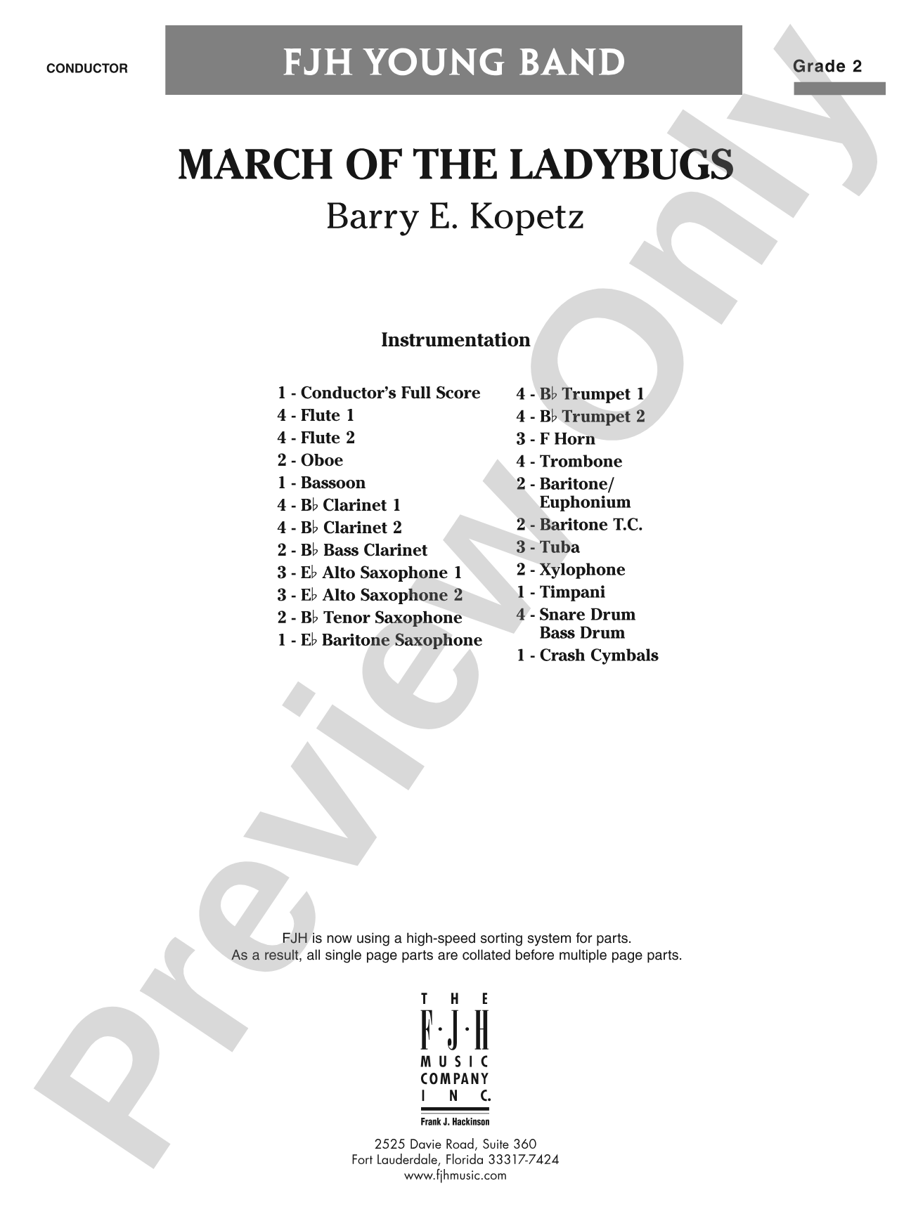 March of the Ladybugs: Concert Band Conductor Score & Parts