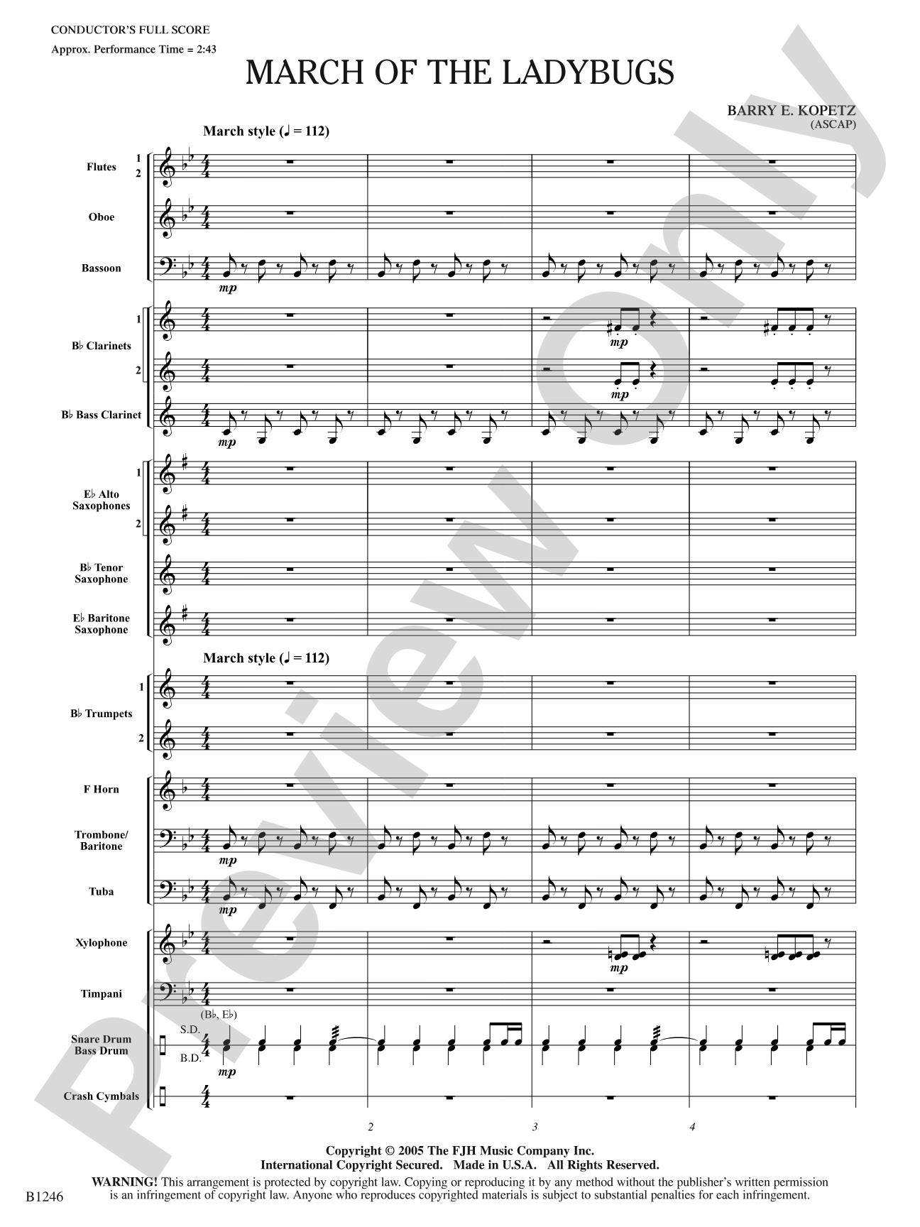March of the Ladybugs: Concert Band Conductor Score & Parts