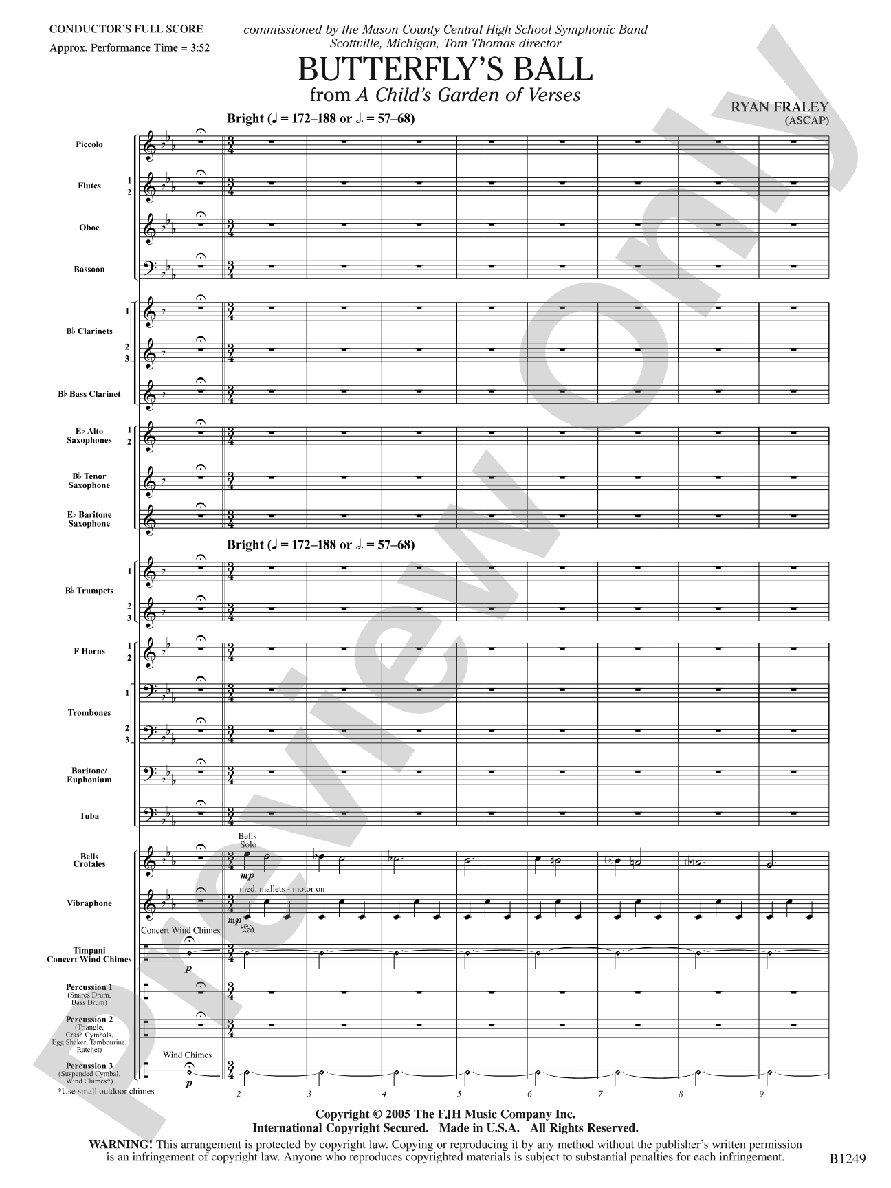 Butterfly's Ball (from A Child's Garden of Verses): Concert Band Conductor Score & Parts