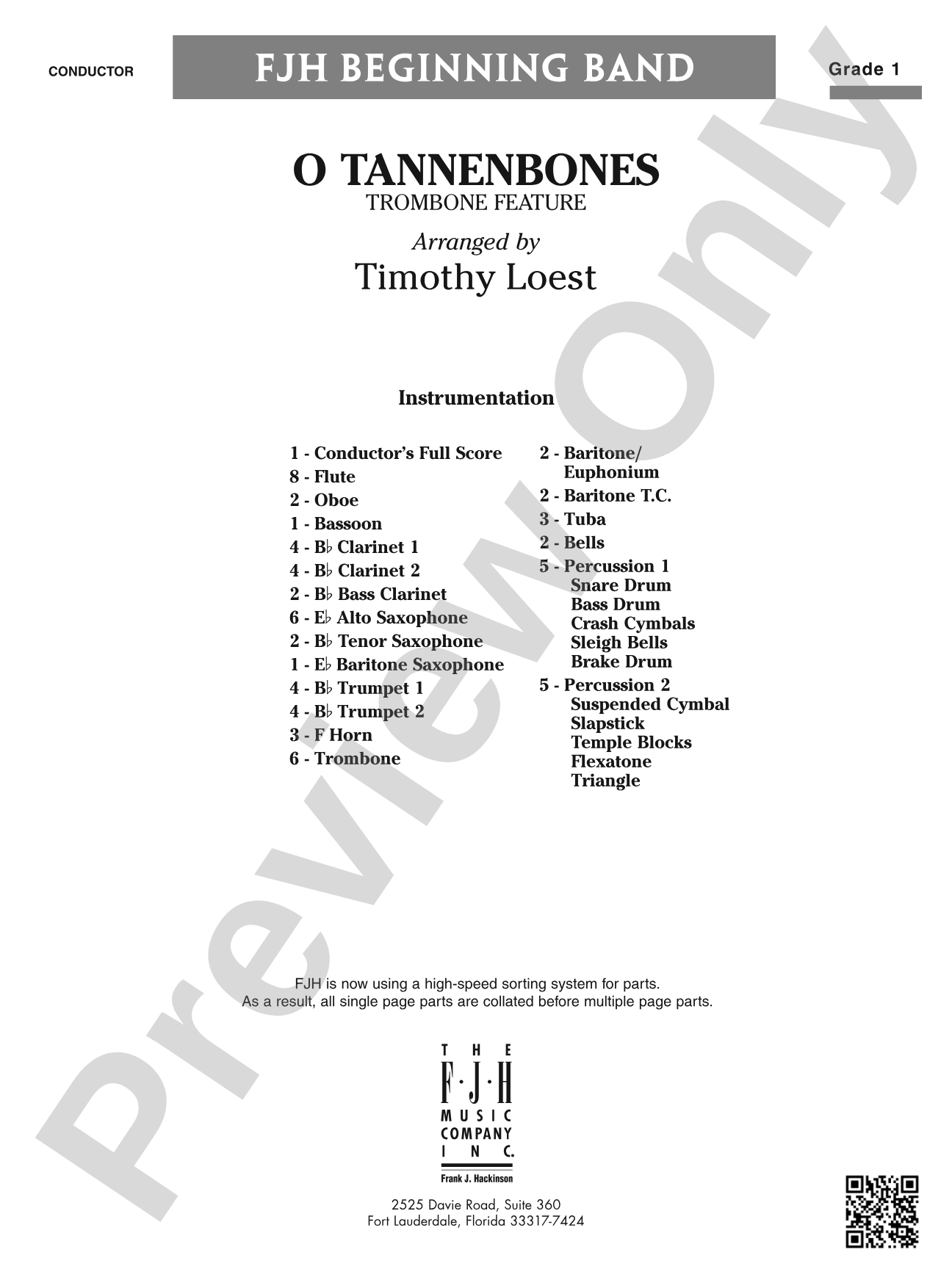 O Tannenbones (Trombone Feature): Concert Band Conductor Score & Parts