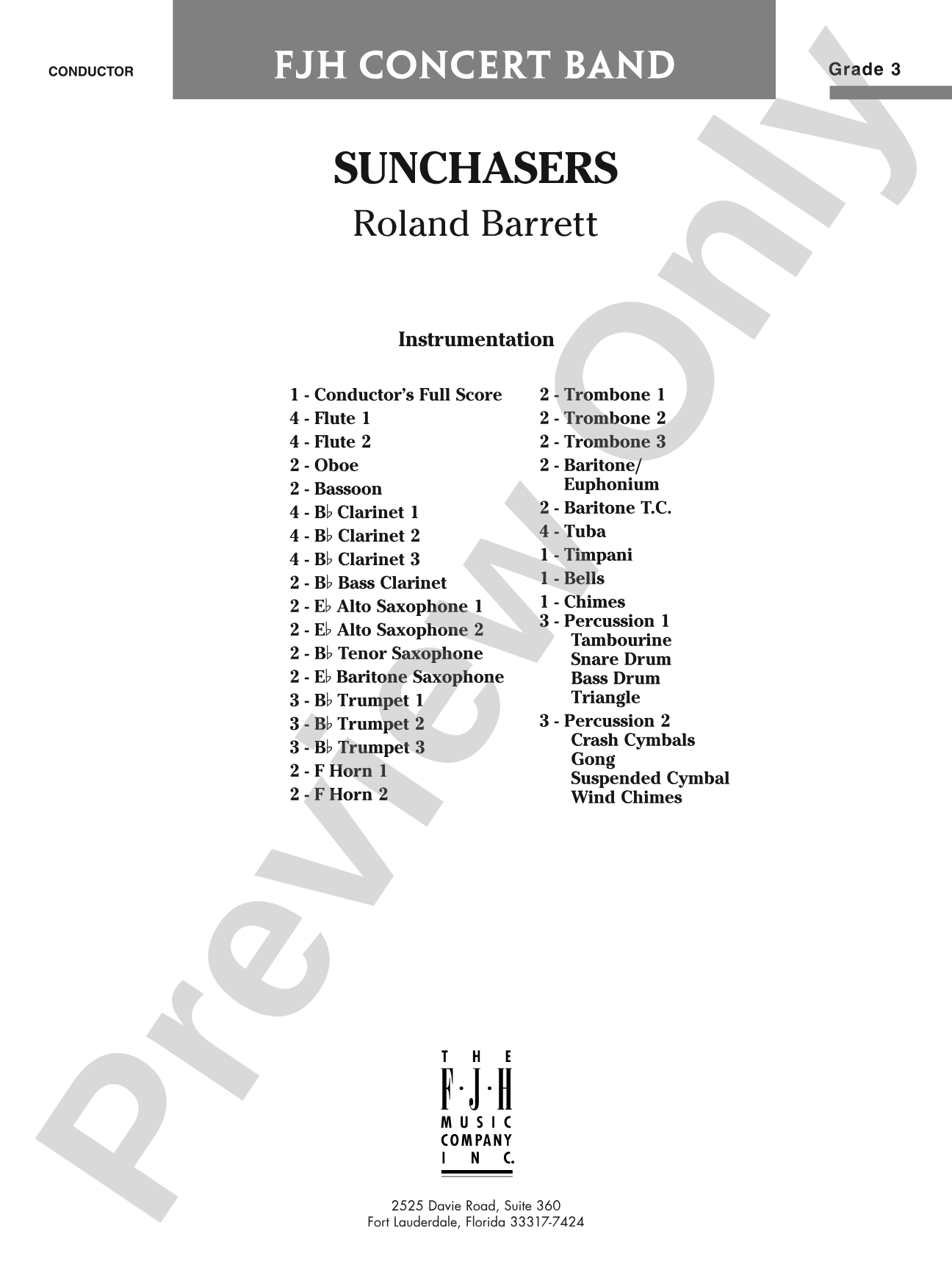 Sunchasers: Concert Band Conductor Score & Parts