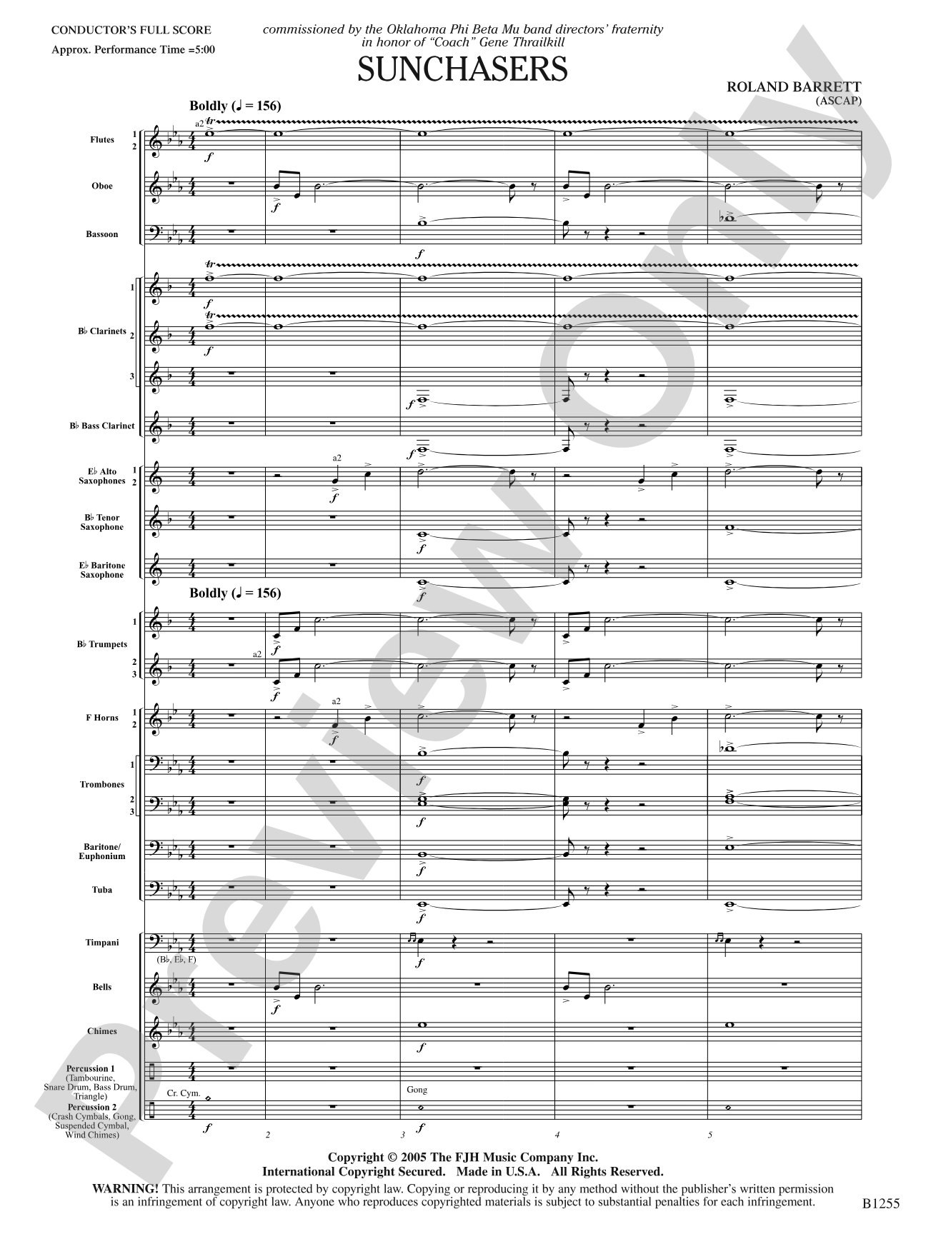 Sunchasers: Concert Band Conductor Score & Parts