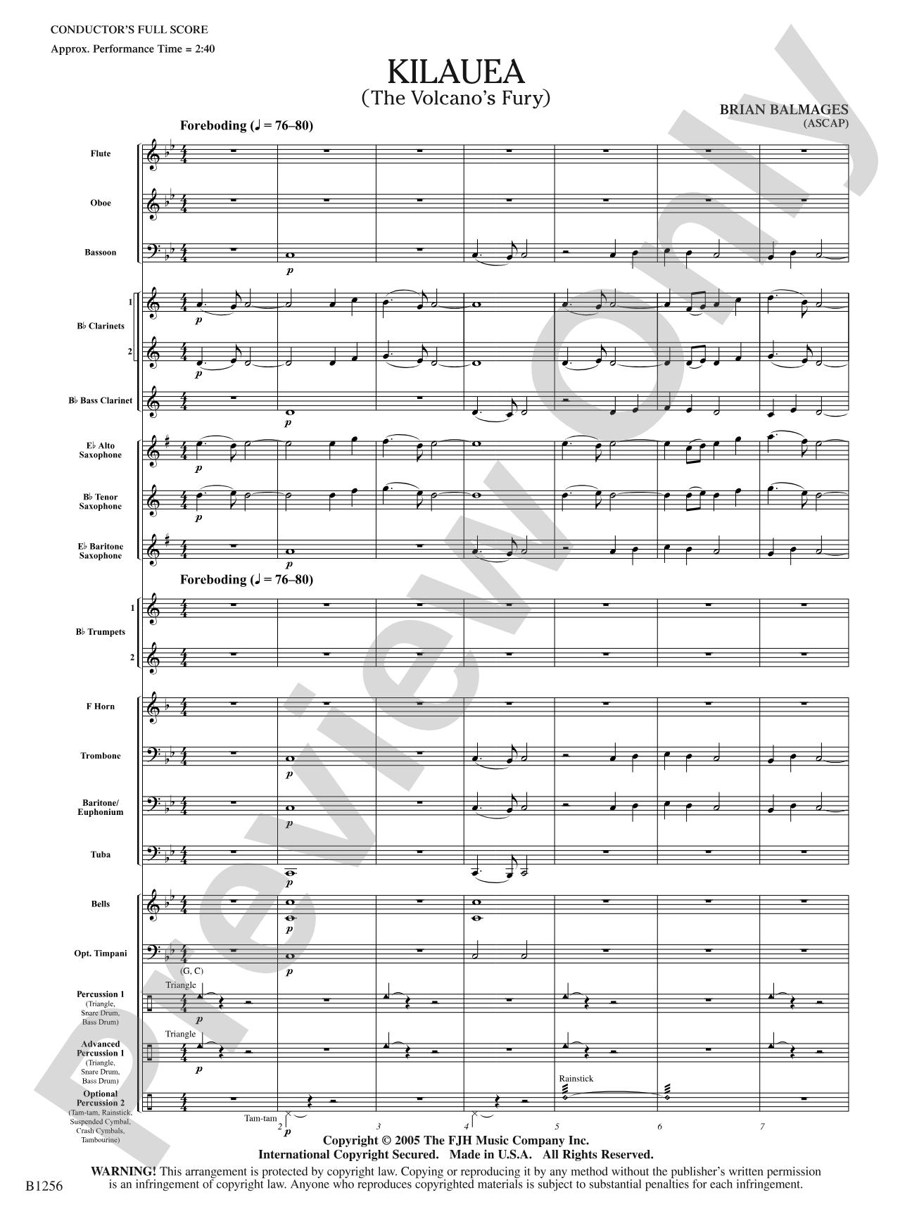 Kilauea (The Volcano's Fury): Concert Band Conductor Score & Parts