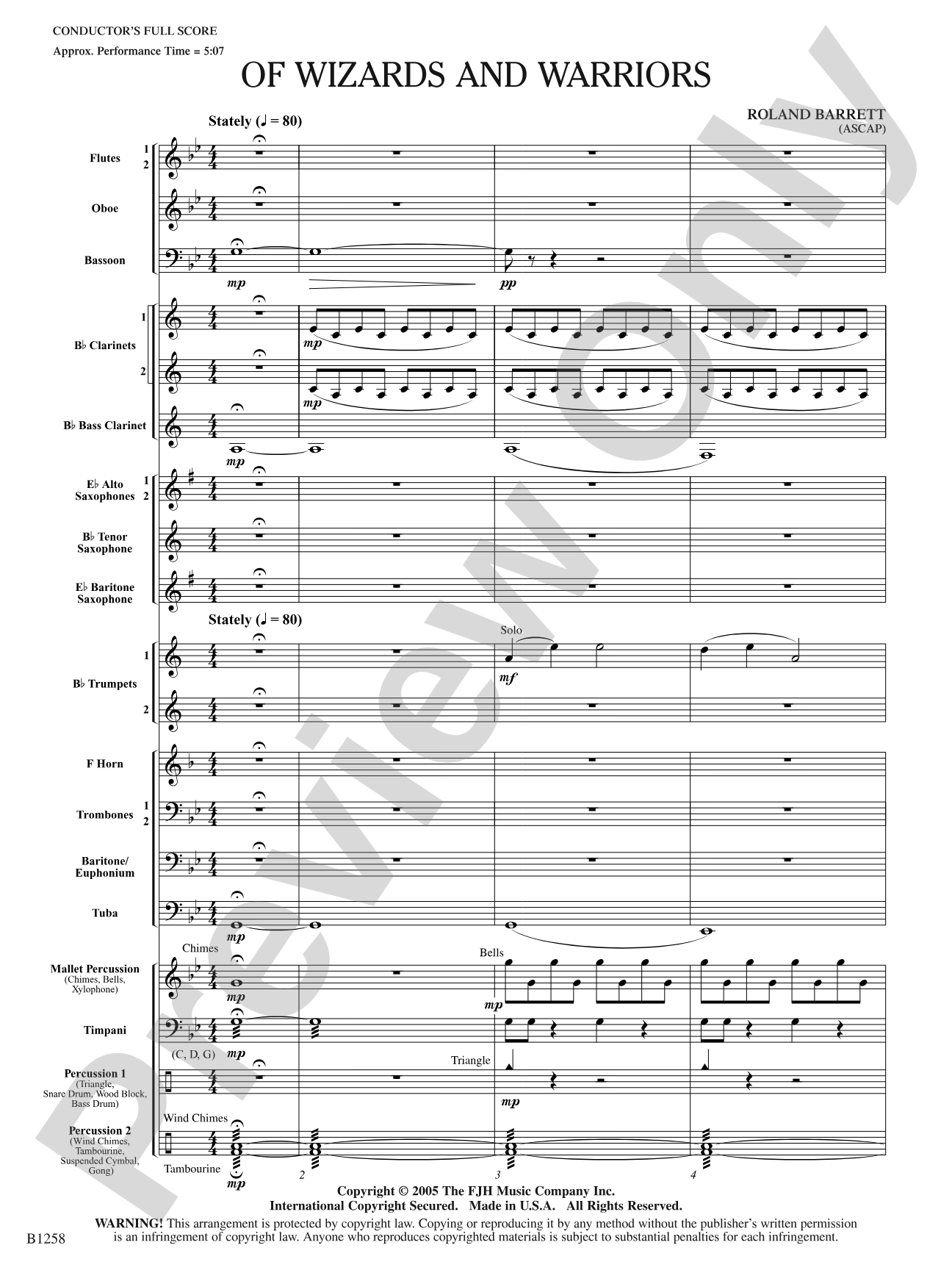 Of Wizards and Warriors: Concert Band Conductor Score & Parts