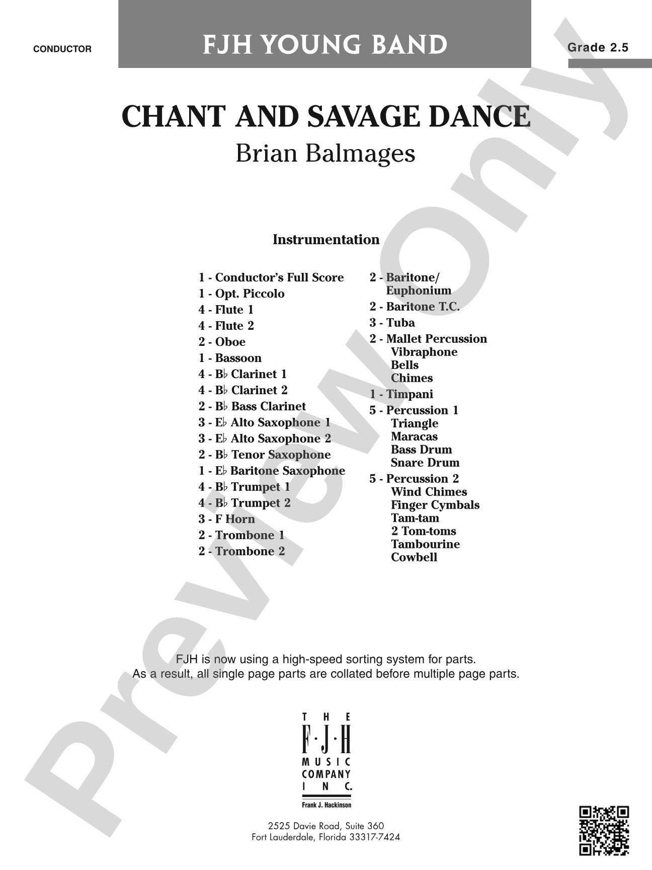 Chant and Savage Dance: Concert Band Conductor Score & Parts