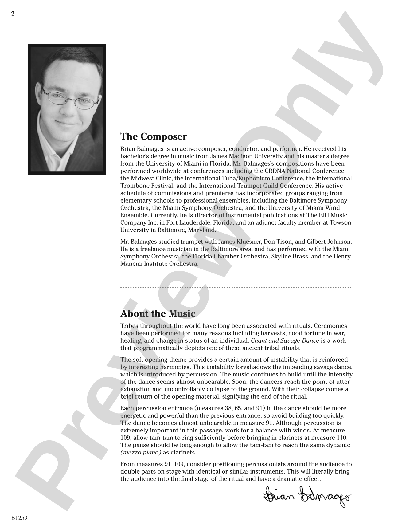 Chant and Savage Dance: Concert Band Conductor Score & Parts
