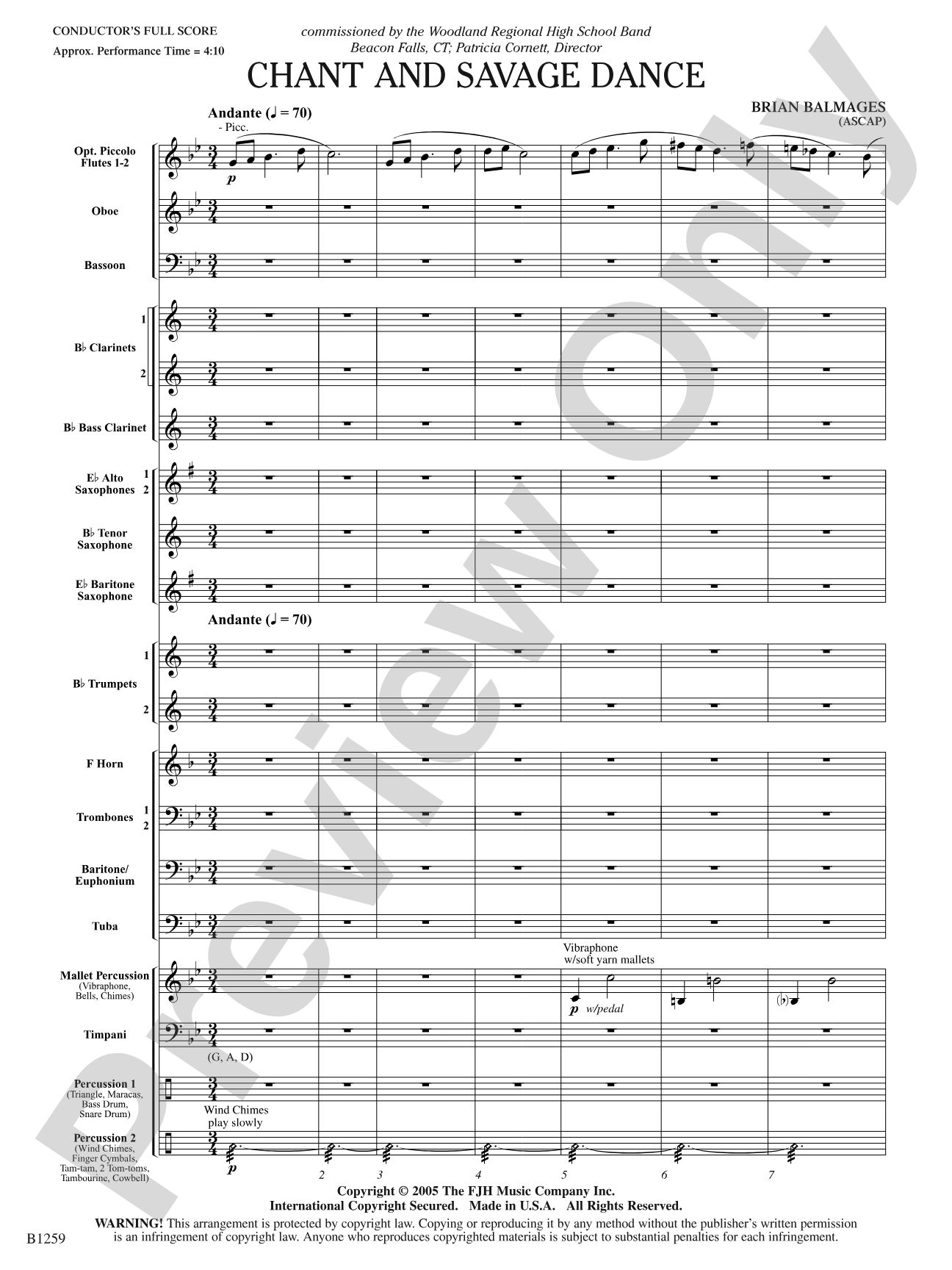 Chant and Savage Dance: Concert Band Conductor Score & Parts