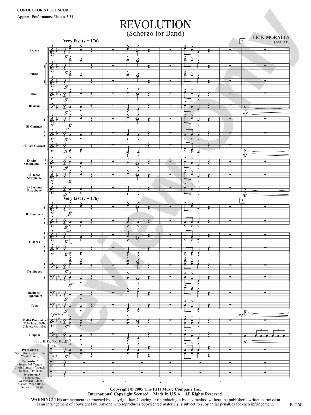 Revolution (Scherzo for Band): Concert Band Conductor Score & Parts
