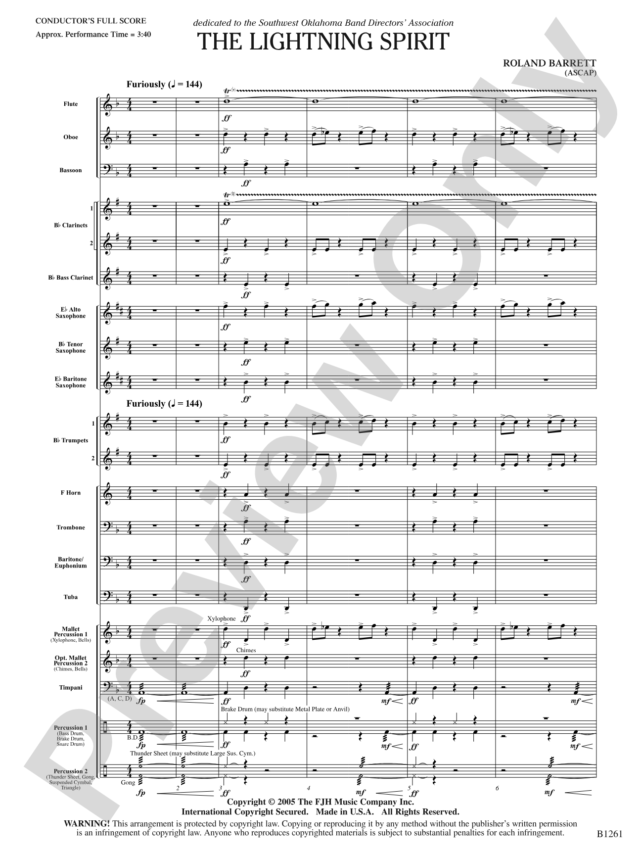 The Lightning Spirit: Score