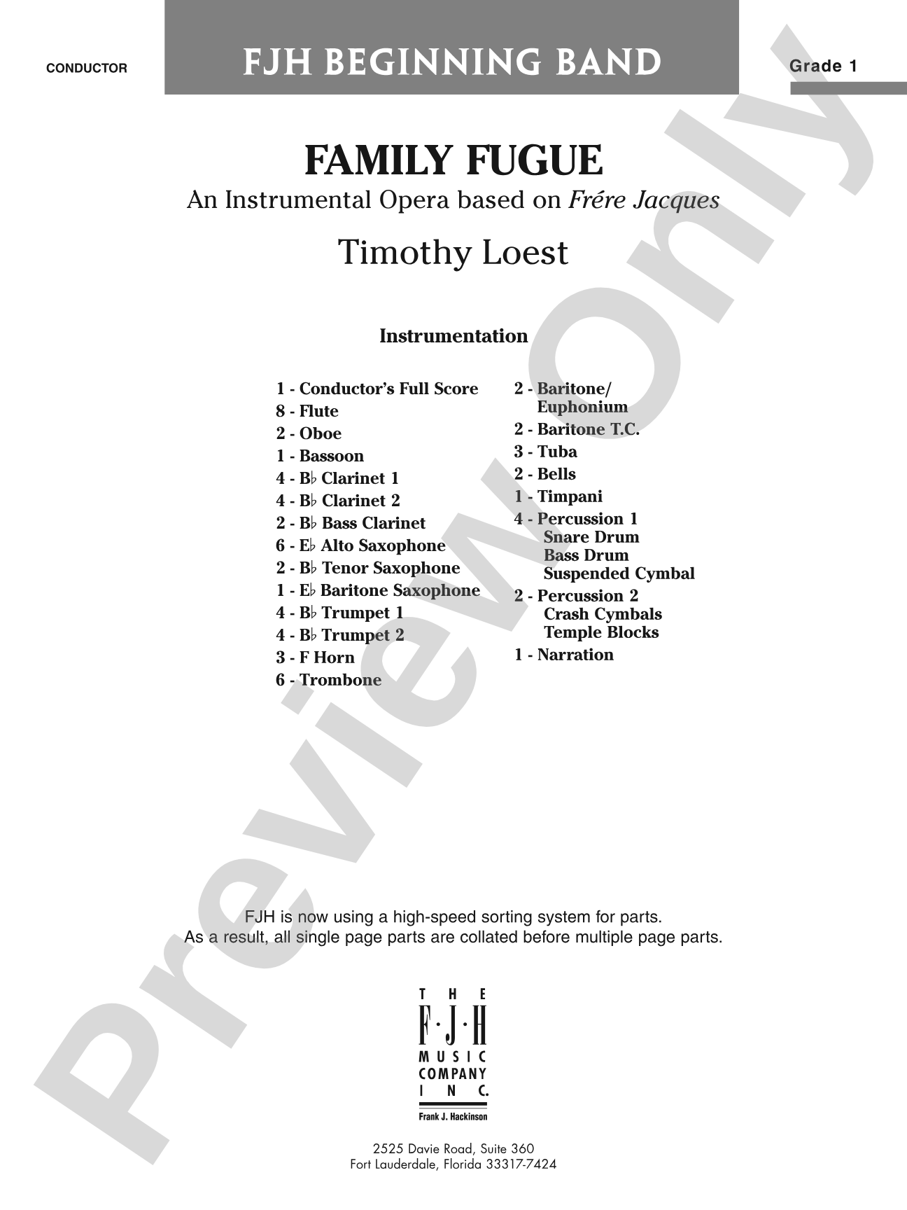 Family Fugue: Concert Band Conductor Score & Parts