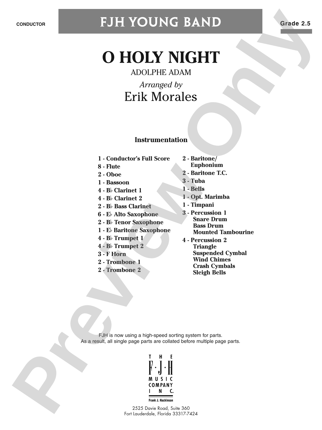 O Holy Night: Concert Band Conductor Score & Parts