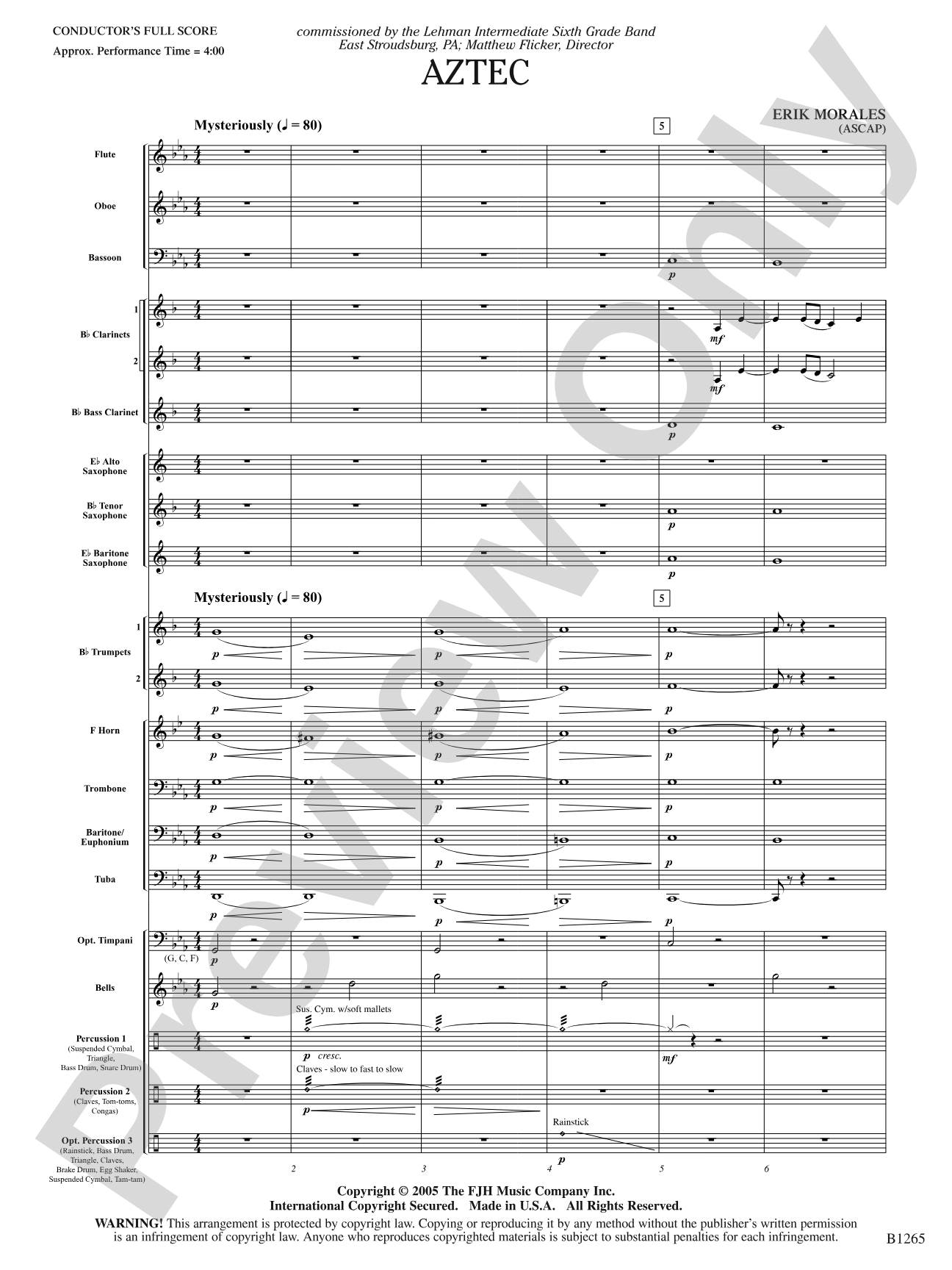 Aztec: Concert Band Conductor Score & Parts