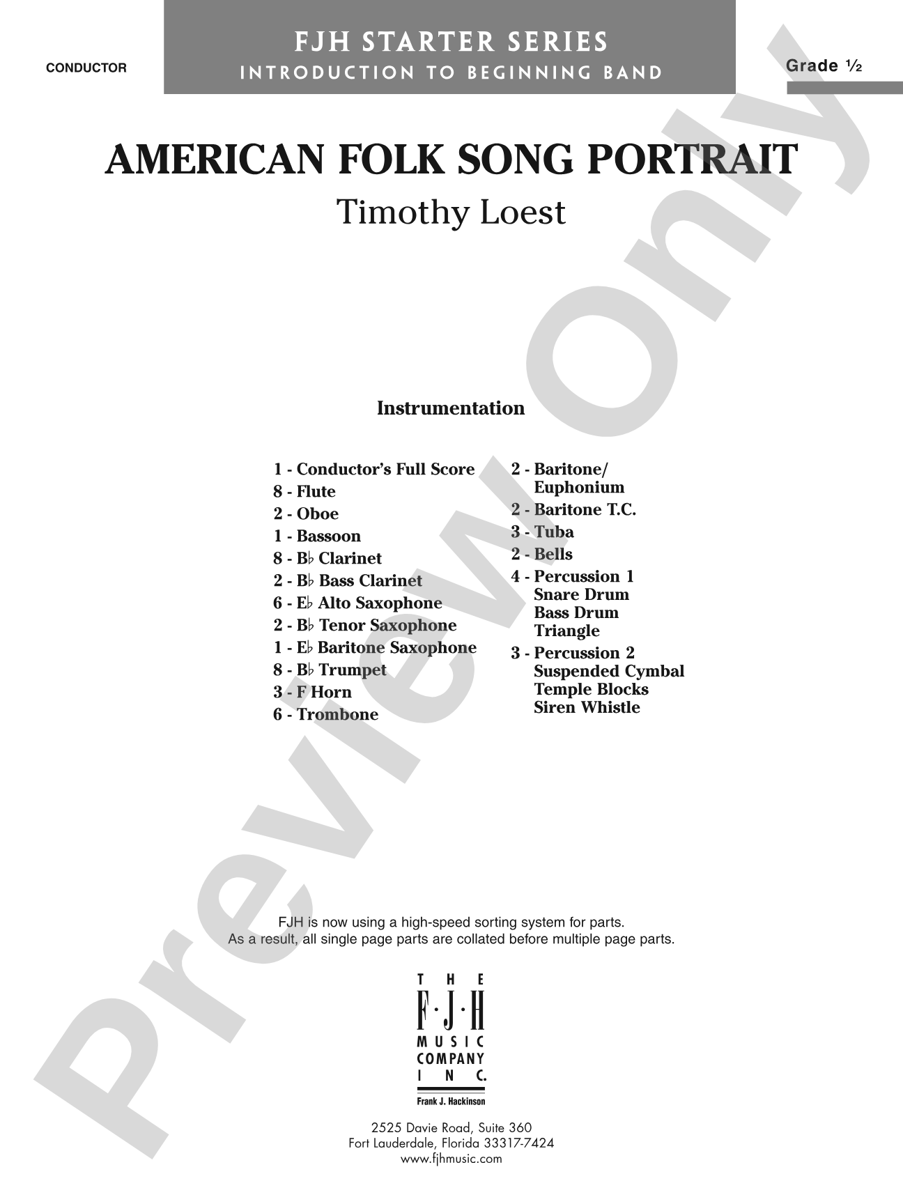 American Folk Song Portrait: Concert Band Conductor Score & Parts