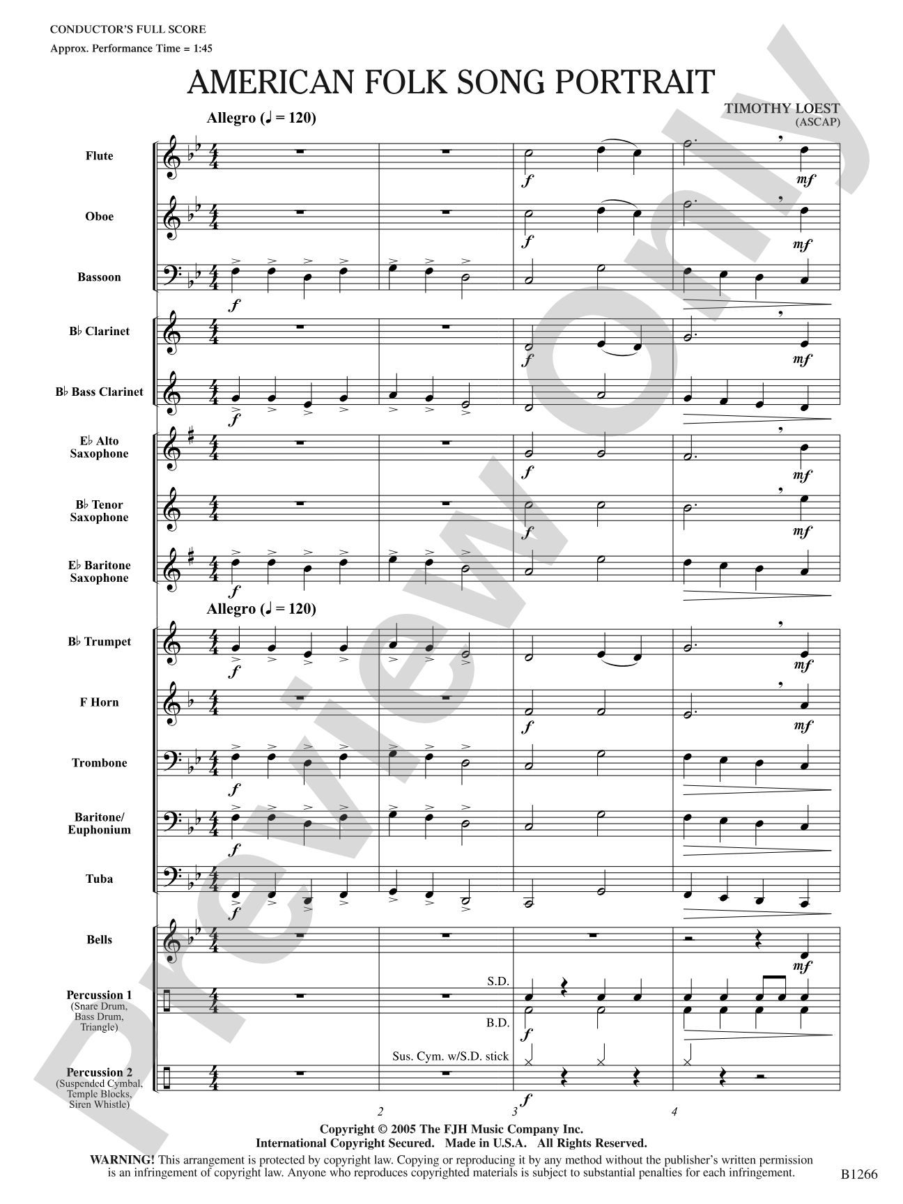 American Folk Song Portrait: Concert Band Conductor Score & Parts