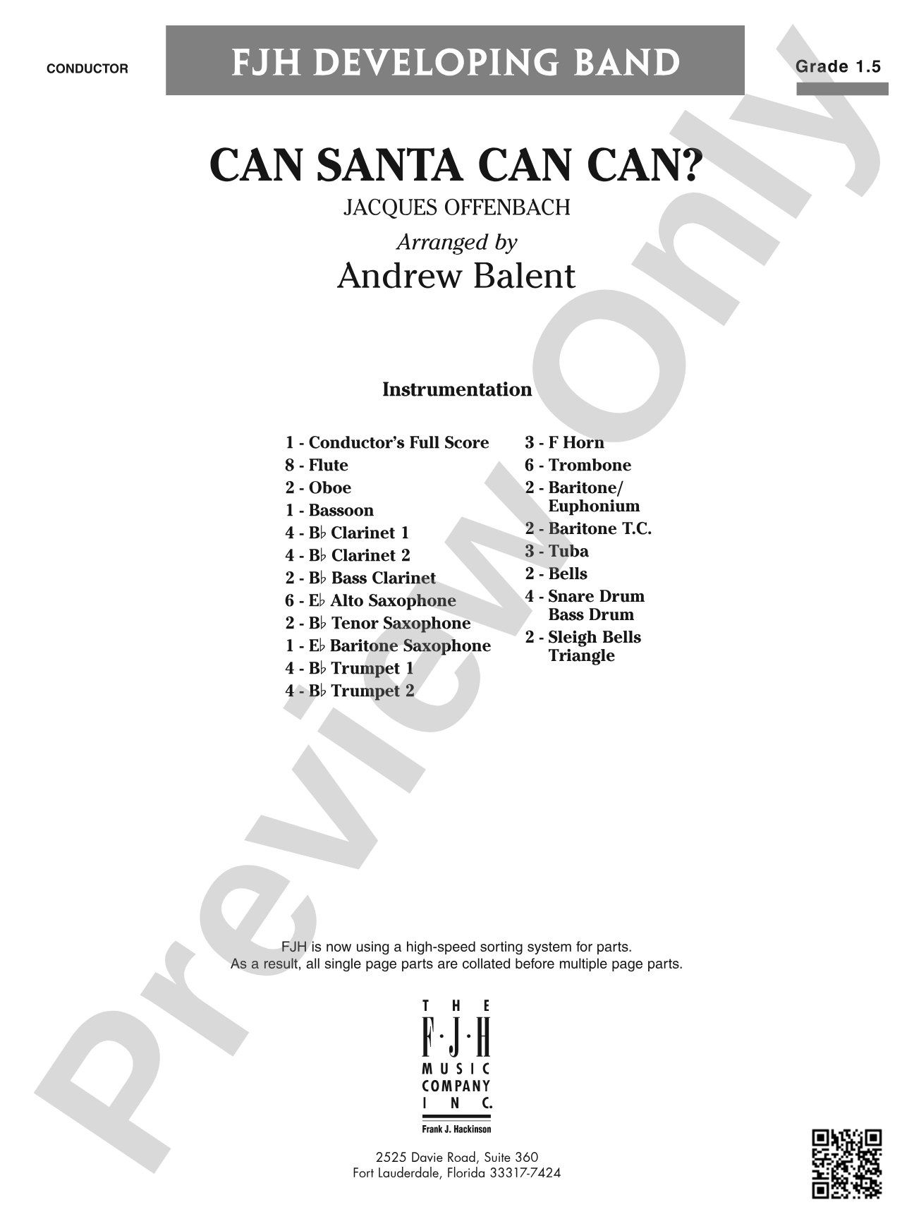 Can Santa Can Can?: Concert Band Conductor Score & Parts