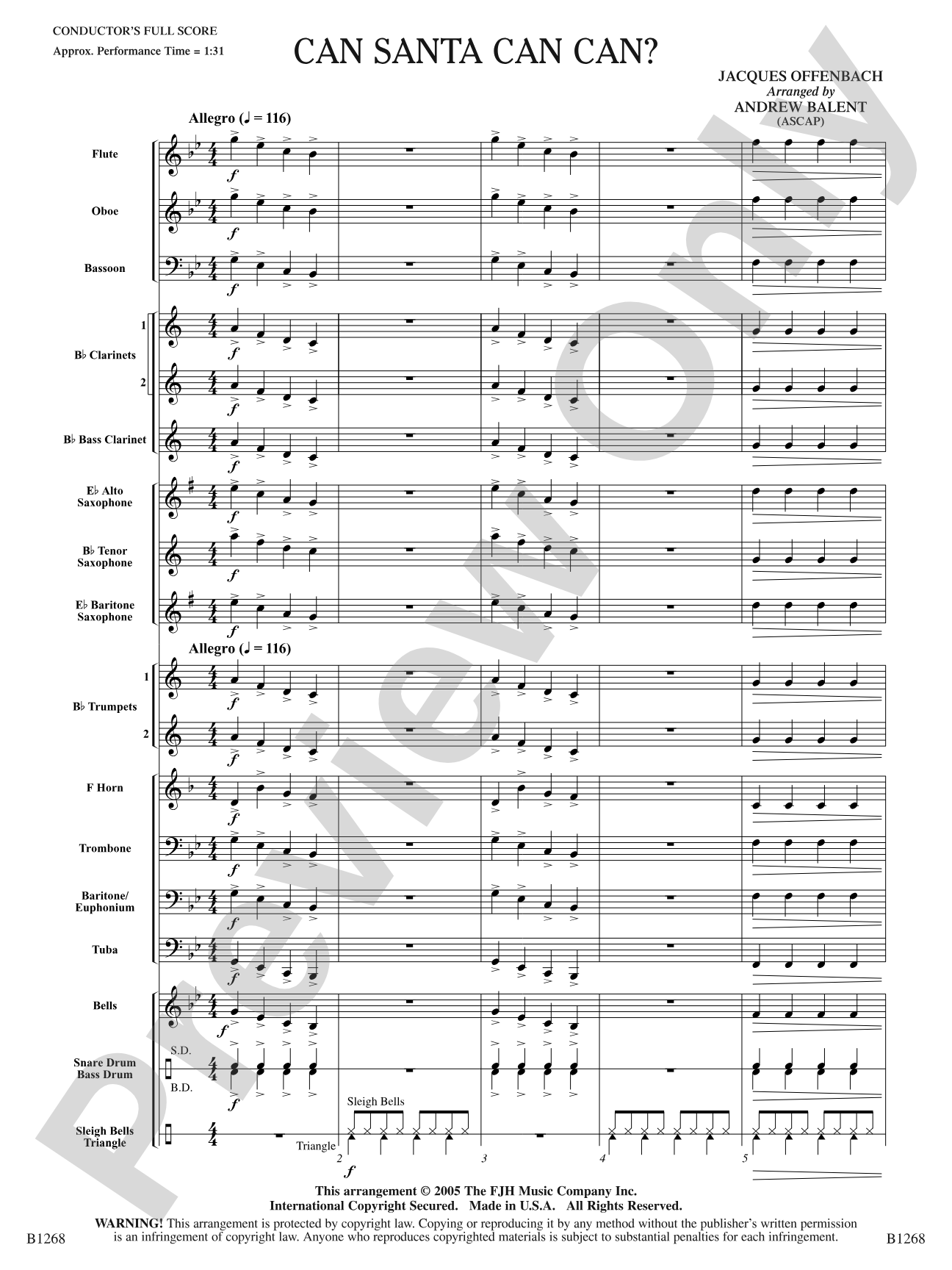 Can Santa Can Can?: Concert Band Conductor Score & Parts
