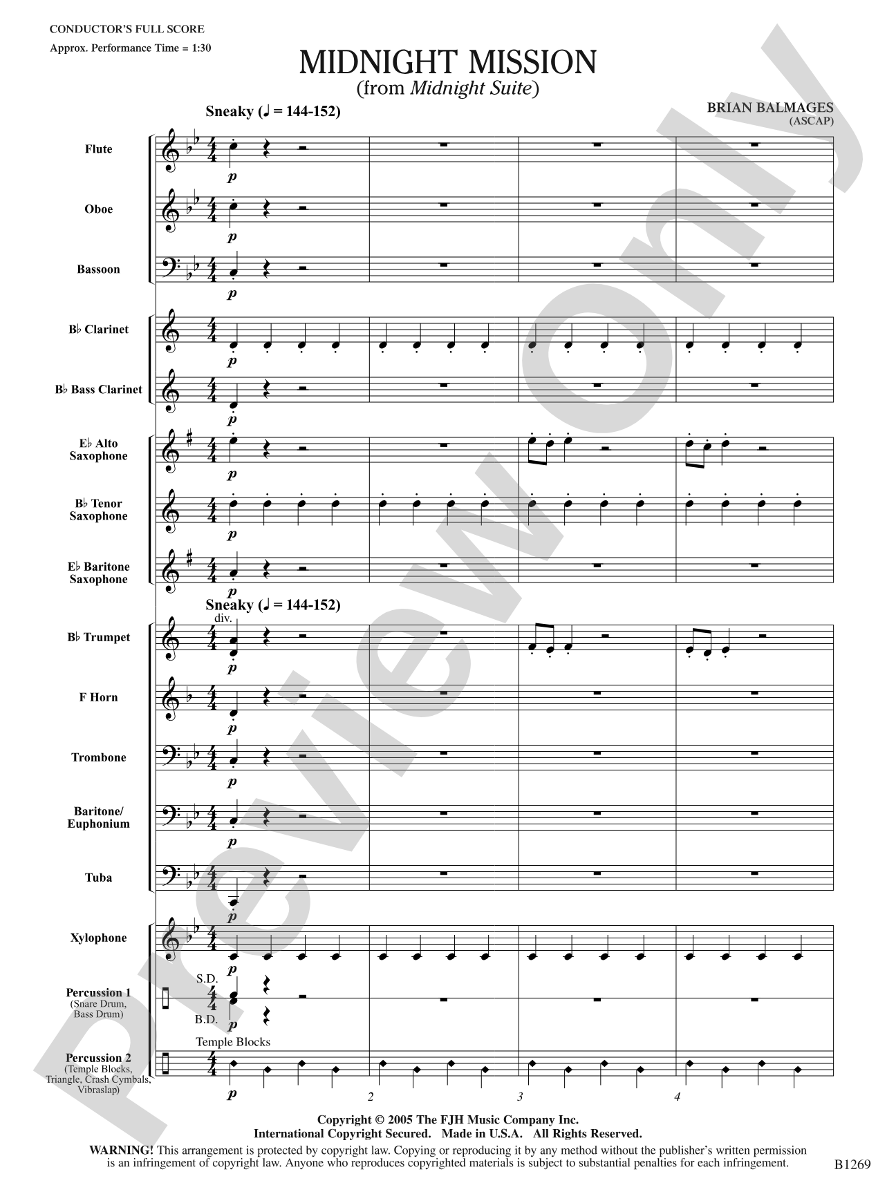 Midnight Mission (From Midnight Suite): Concert Band Conductor Score & Parts