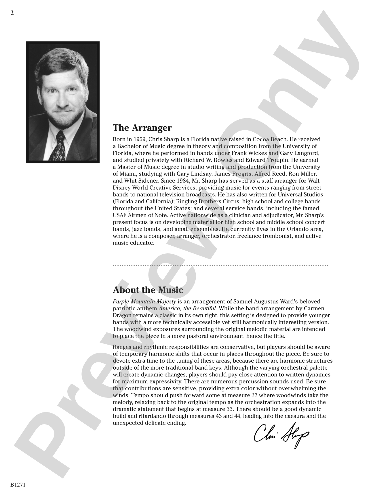 Purple Mountain Majesty (America, The Beautiful): Concert Band Conductor Score & Parts